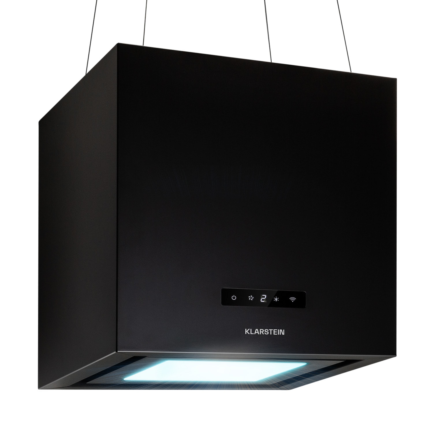 Campana extractora de isla Kronleuchter Smart de 595m³/h de caudal, App de control, panel LED 40 cm | Negro