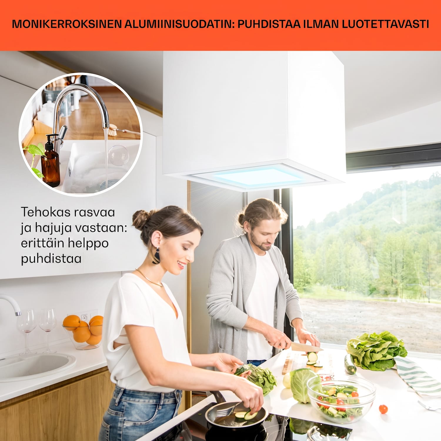 Kronleuchter Smart saarekeimuri 595 m³/h sovellusohjaus LED-paneeli 40 cm | Valkoinen