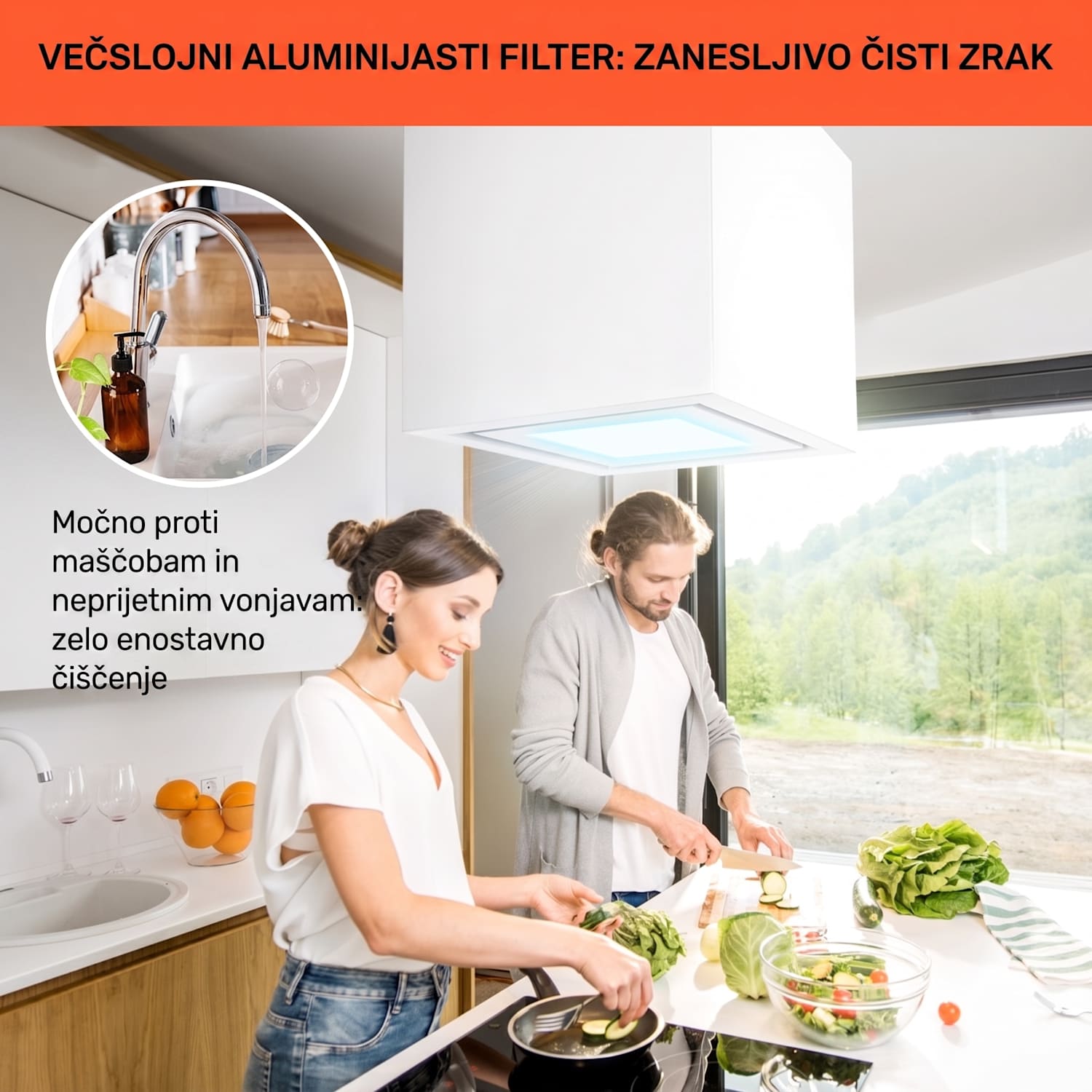 Kronleuchter Smart, otoška napa, 595 m³/h, upravljanje preko aplikacije, LED plošča Bela