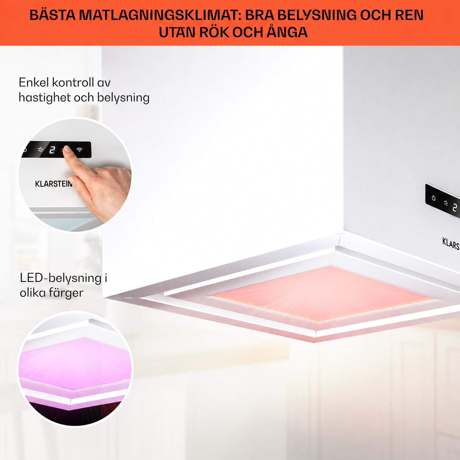Kronleuchter Smart Frihängande köksfläkt 595m³/h appstyrning LED-panel 