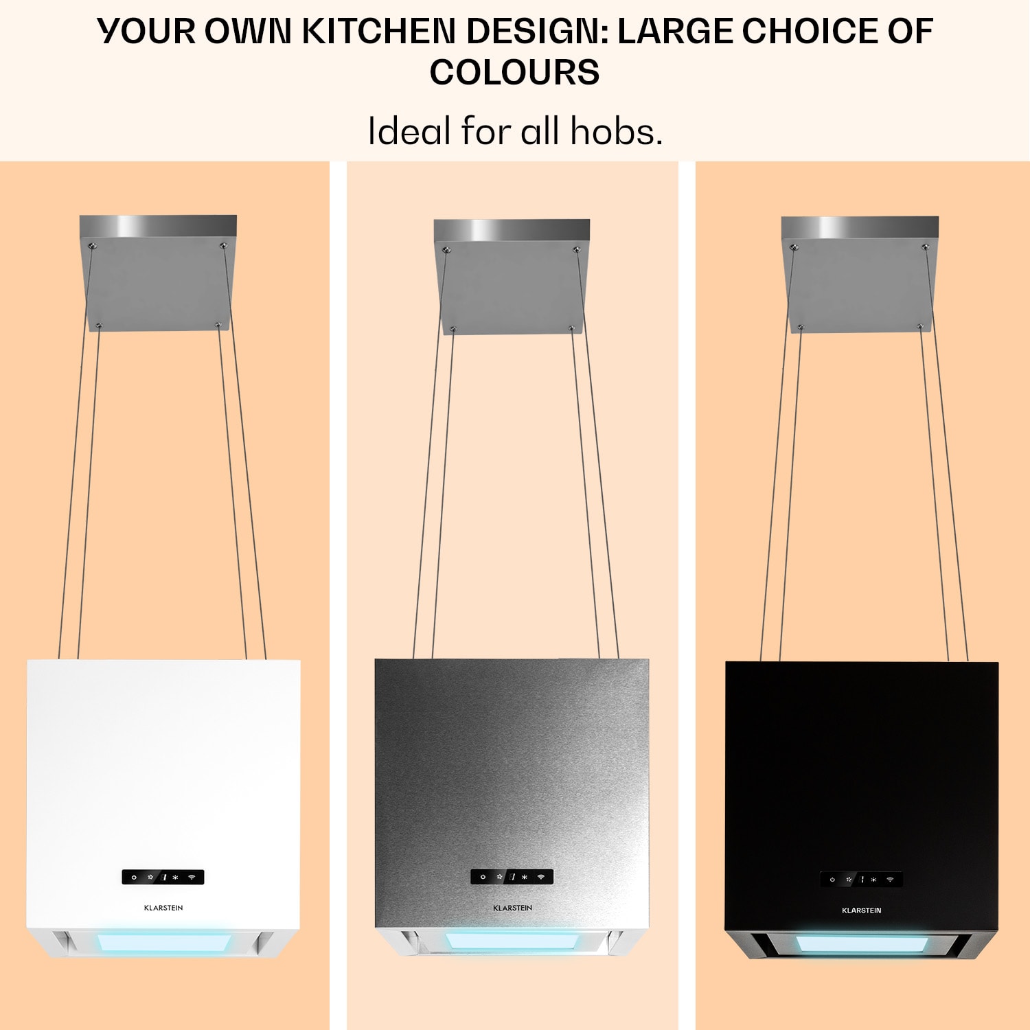 Kronleuchter Smart, digestor, 40 cm, ostrovčekový, 595 m³/h, ovládánie cez aplikáciu, LED panel, biely Biela