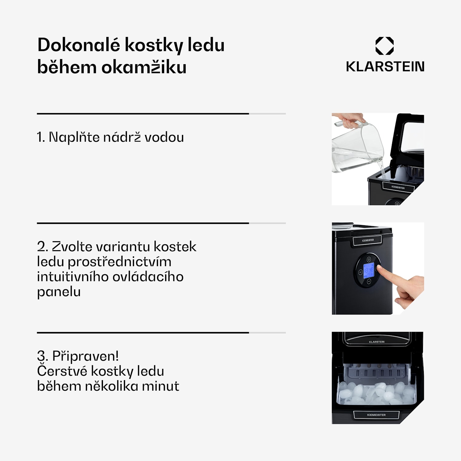 Icemeister 2G, výrobník ledu, 12 kg/24 h, LCD displej, nerezová ocel Tmavě Šedá