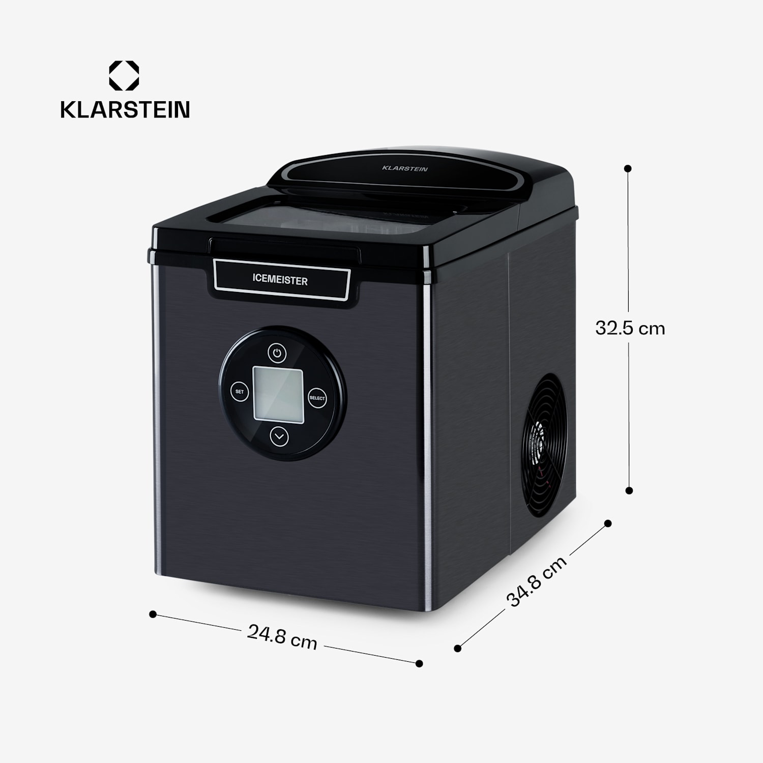 Icemeister 2G Ice Cube Maker 12kg/24h LC Display Stainless Steel Gris Marengo