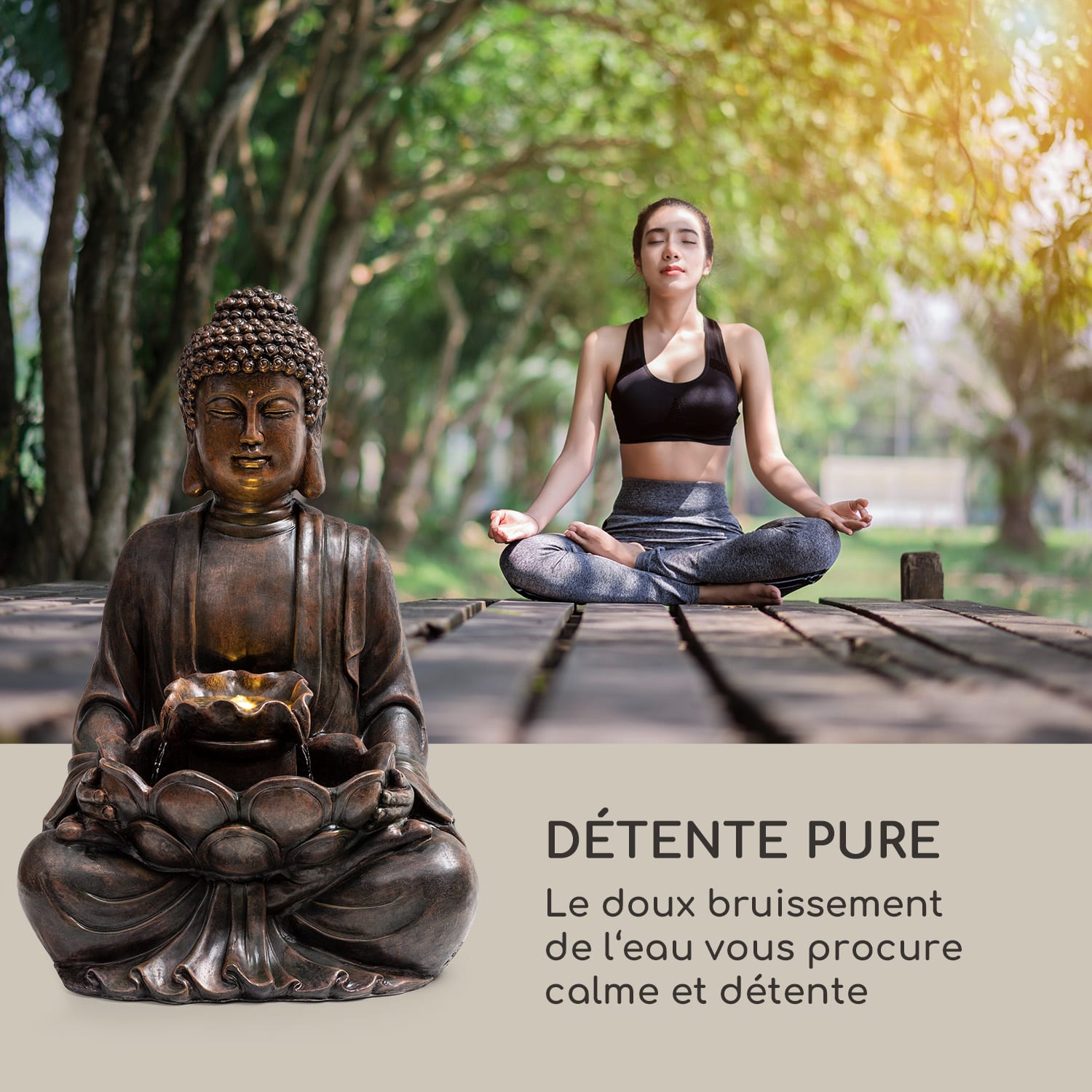 Dharma Fontaine solaire LED 48 x 72 x 41 cm (WxHxD) Polyresin 