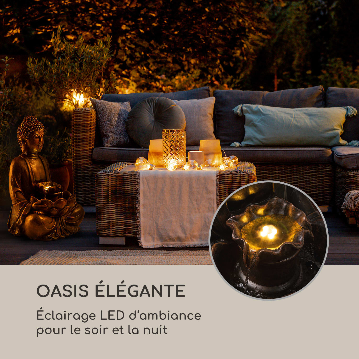 Dharma Fontaine solaire LED 48 x 72 x 41 cm (WxHxD) Polyresin 