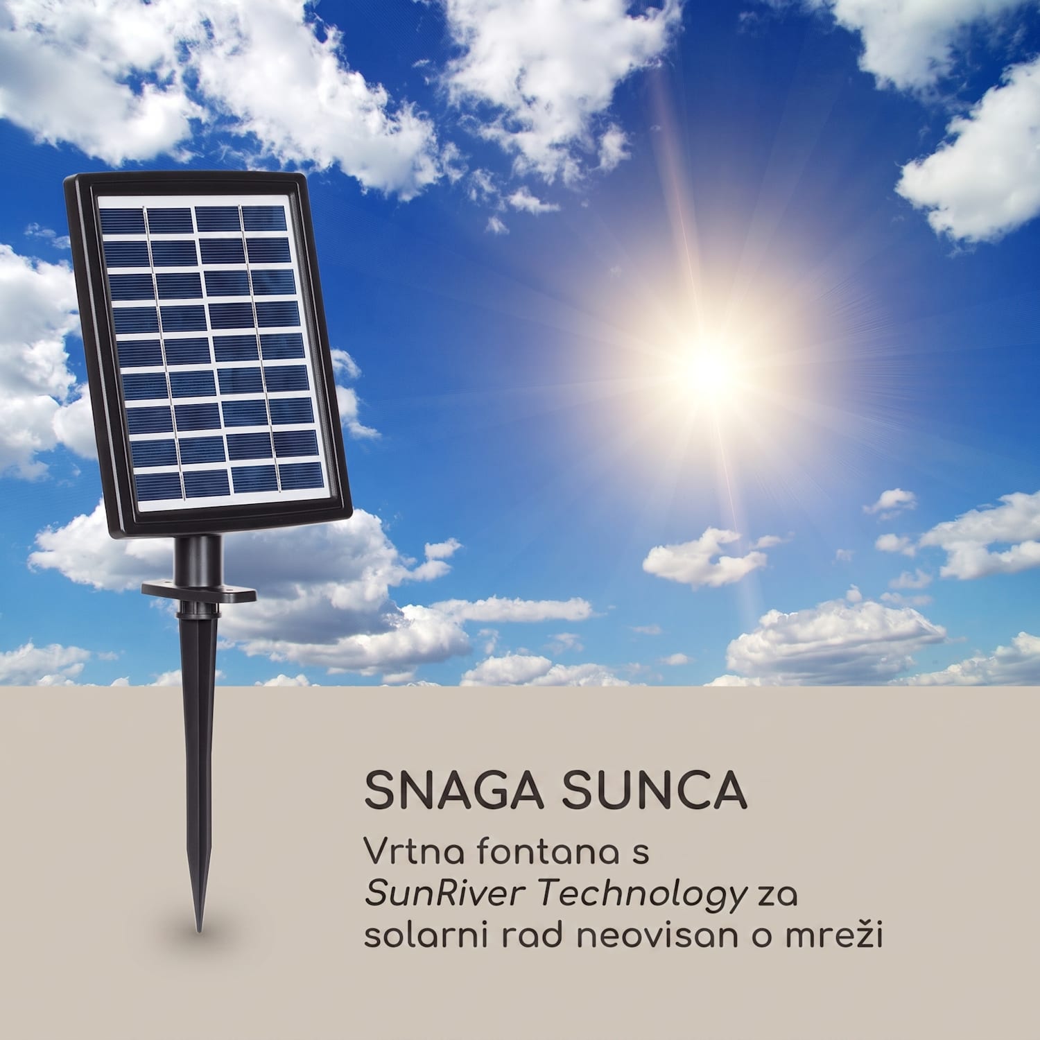 Dharma, solarna fontana, LED, 48 × 71 × 41 cm (Š × V × D), poliresin 