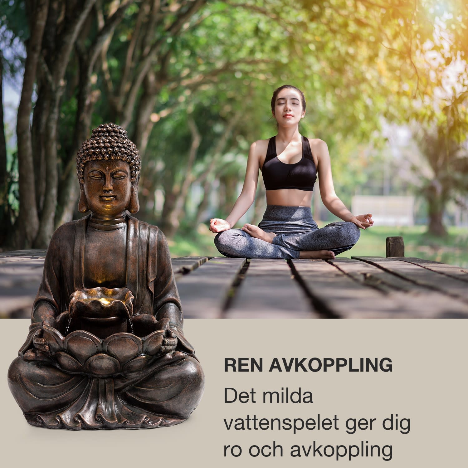 Dharma solbrunn med LED 48 x 72 x 41 cm (BxHxD) polyresin 