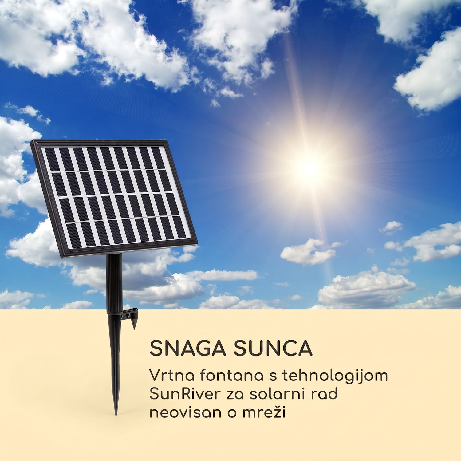 Fez, solarna fontana, LED, 34 × 76 × 36 cm (Š × V × D), poliresin 