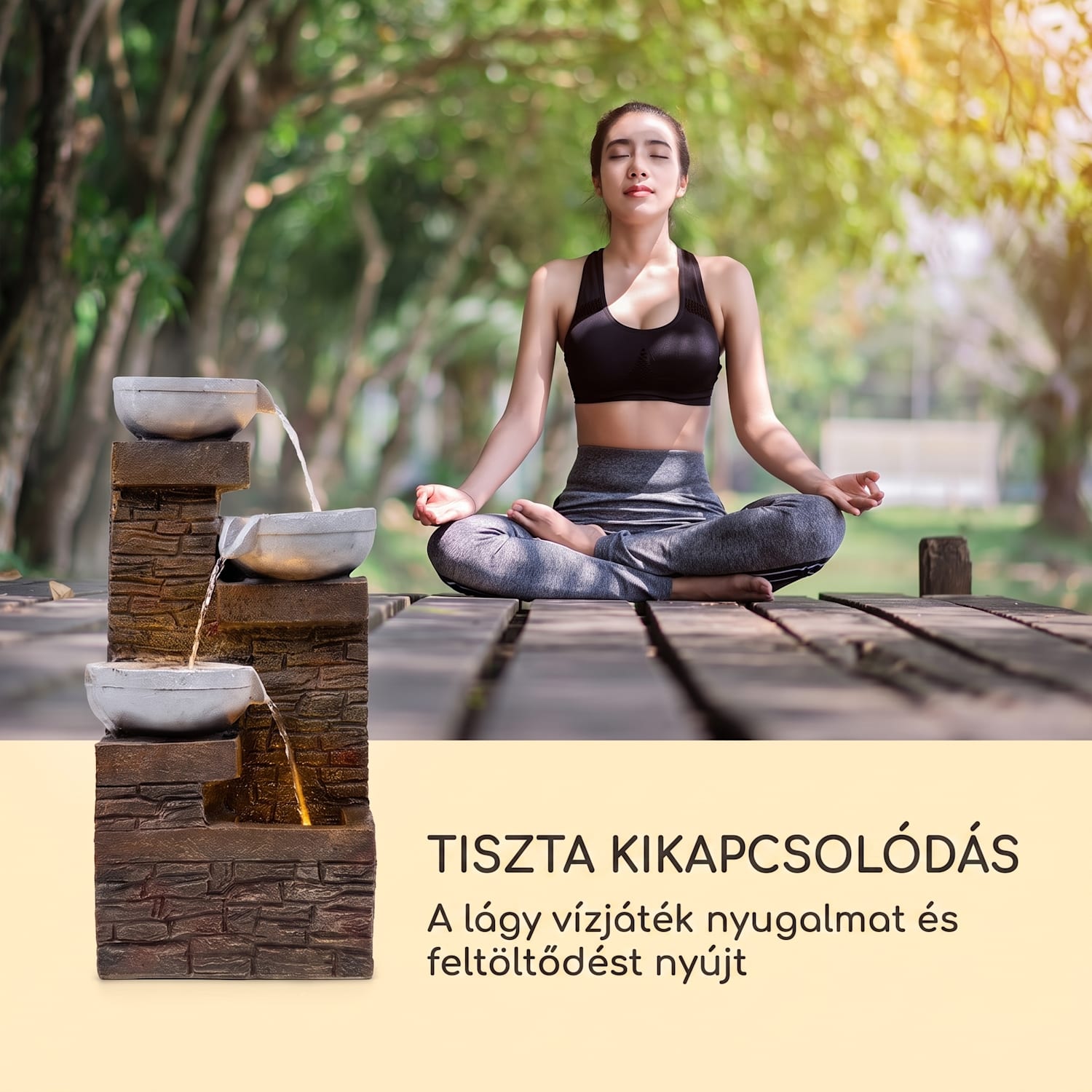 Fez, szoláris szökőkút, LED, 34 × 76 × 36 cm (SZ × M × M), polirezin 