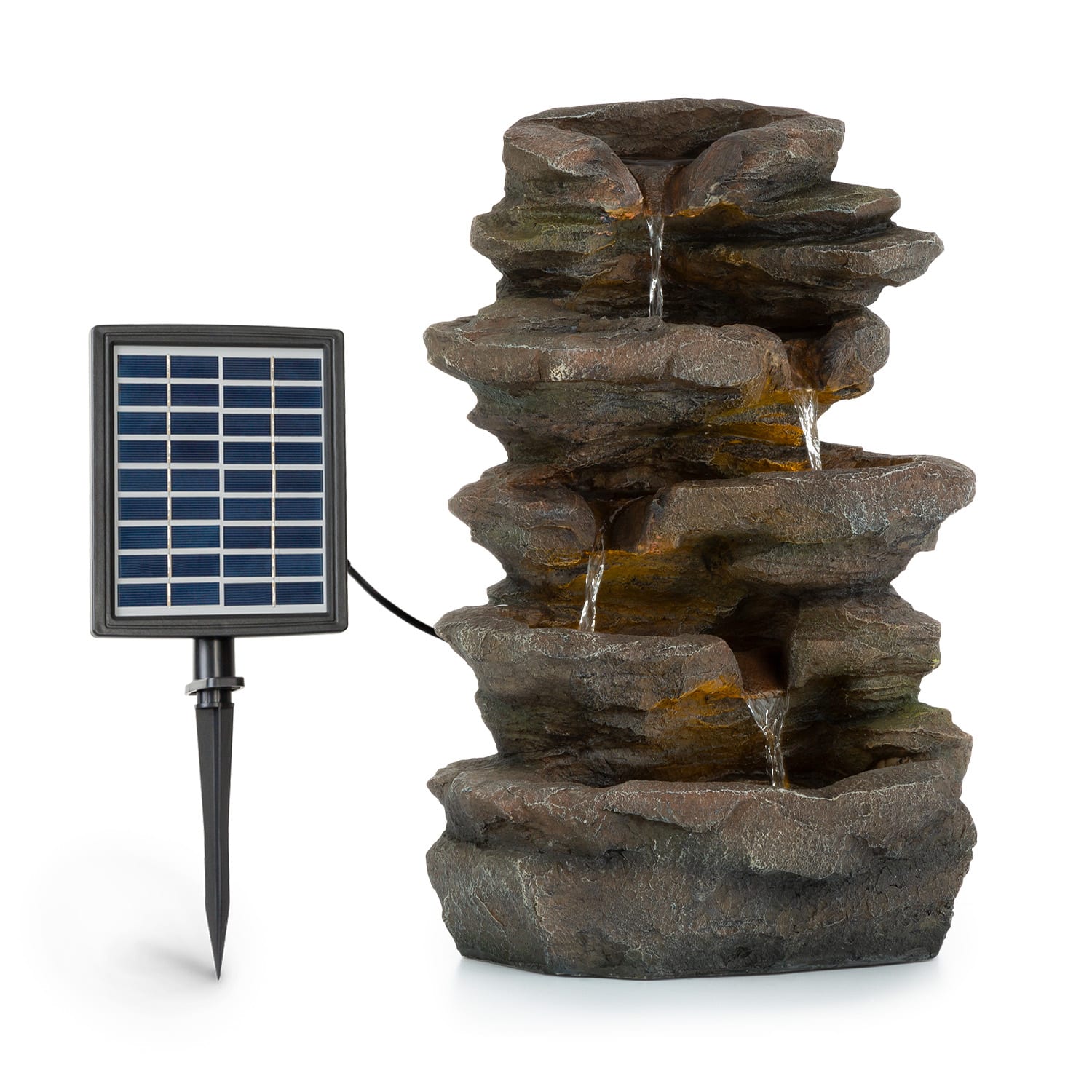 Stonehenge fuente solar iluminación LED poliresina batería de iones de litio 30 x 50 x 26,5 cm | Piedra Marrón