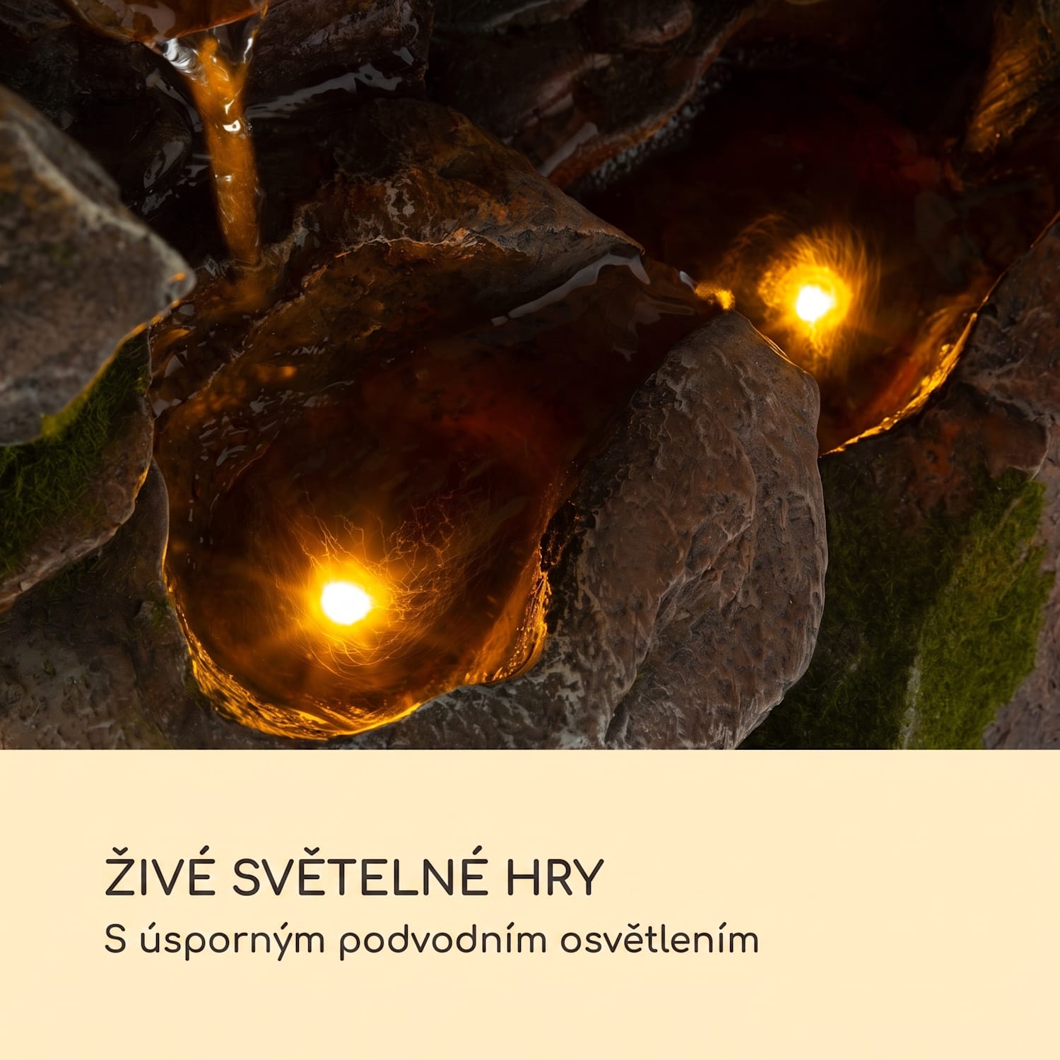 Magic Tree, solární fontána, LED osvětlení, polyresin 