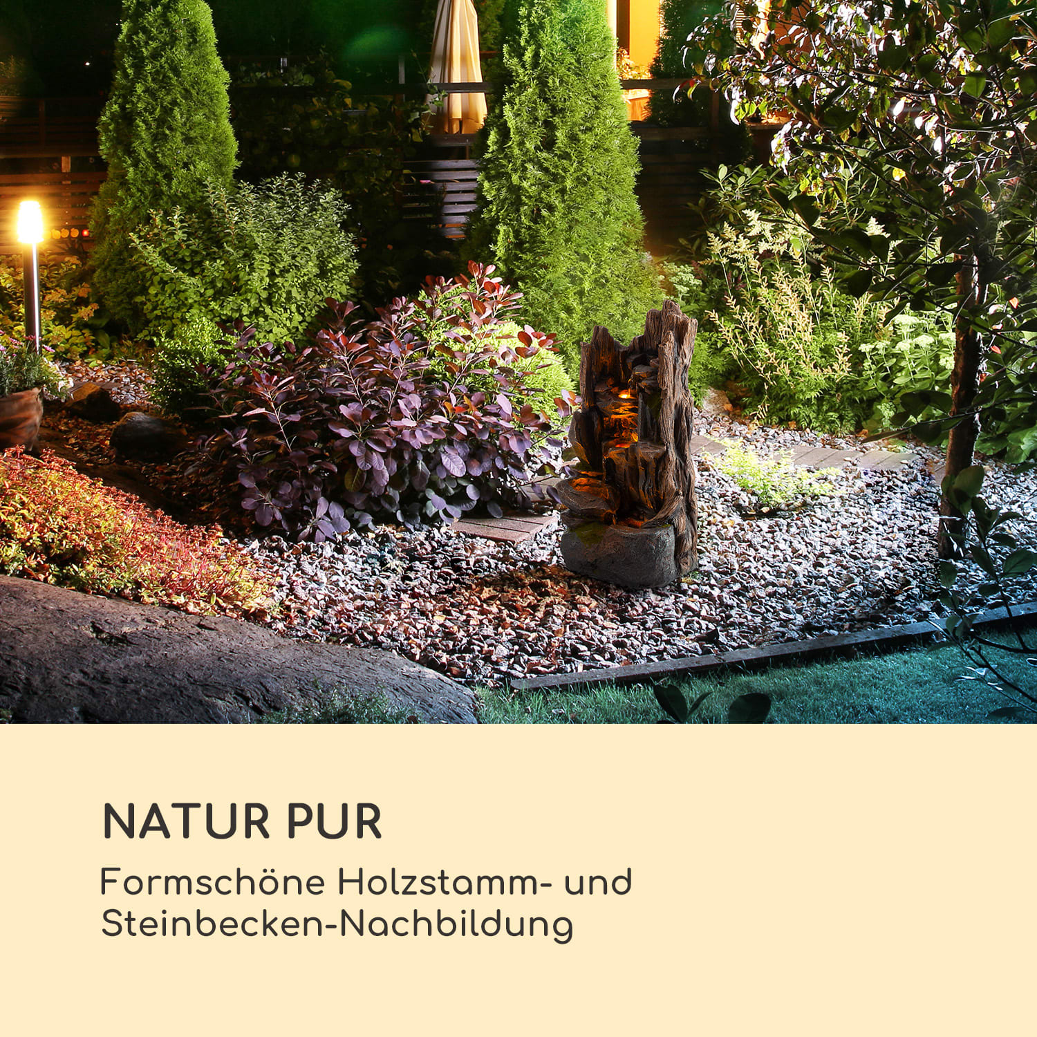 Mystic Tree Solarbrunnen LED-Beleuchtung Polyresin 