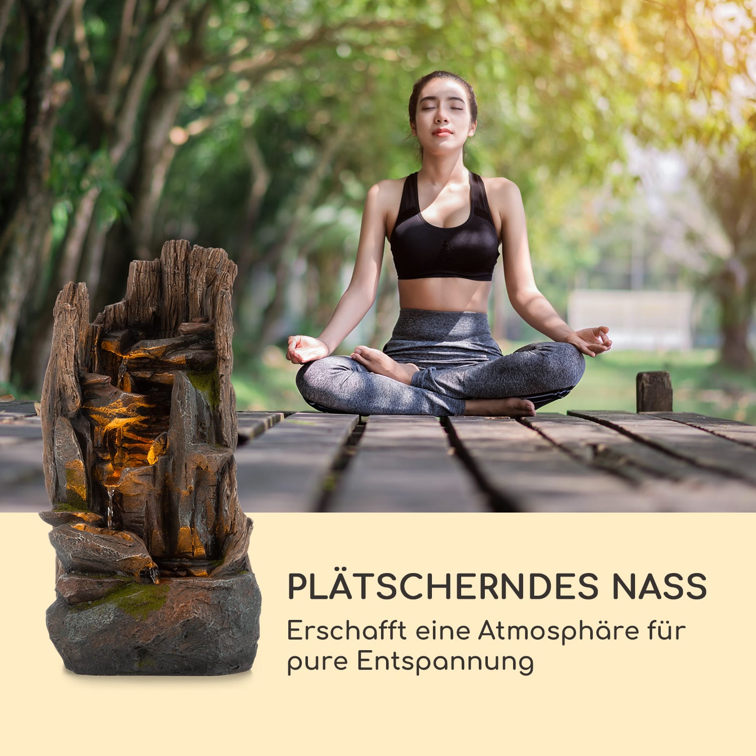 Mystic Tree Solarbrunnen LED-Beleuchtung Polyresin 