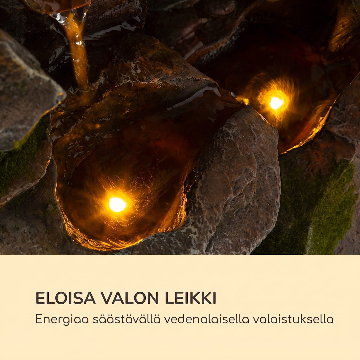 Mystic Tree aurinkopuutarhan suihkulähde LED-valaistuksella, polyresiinistä 