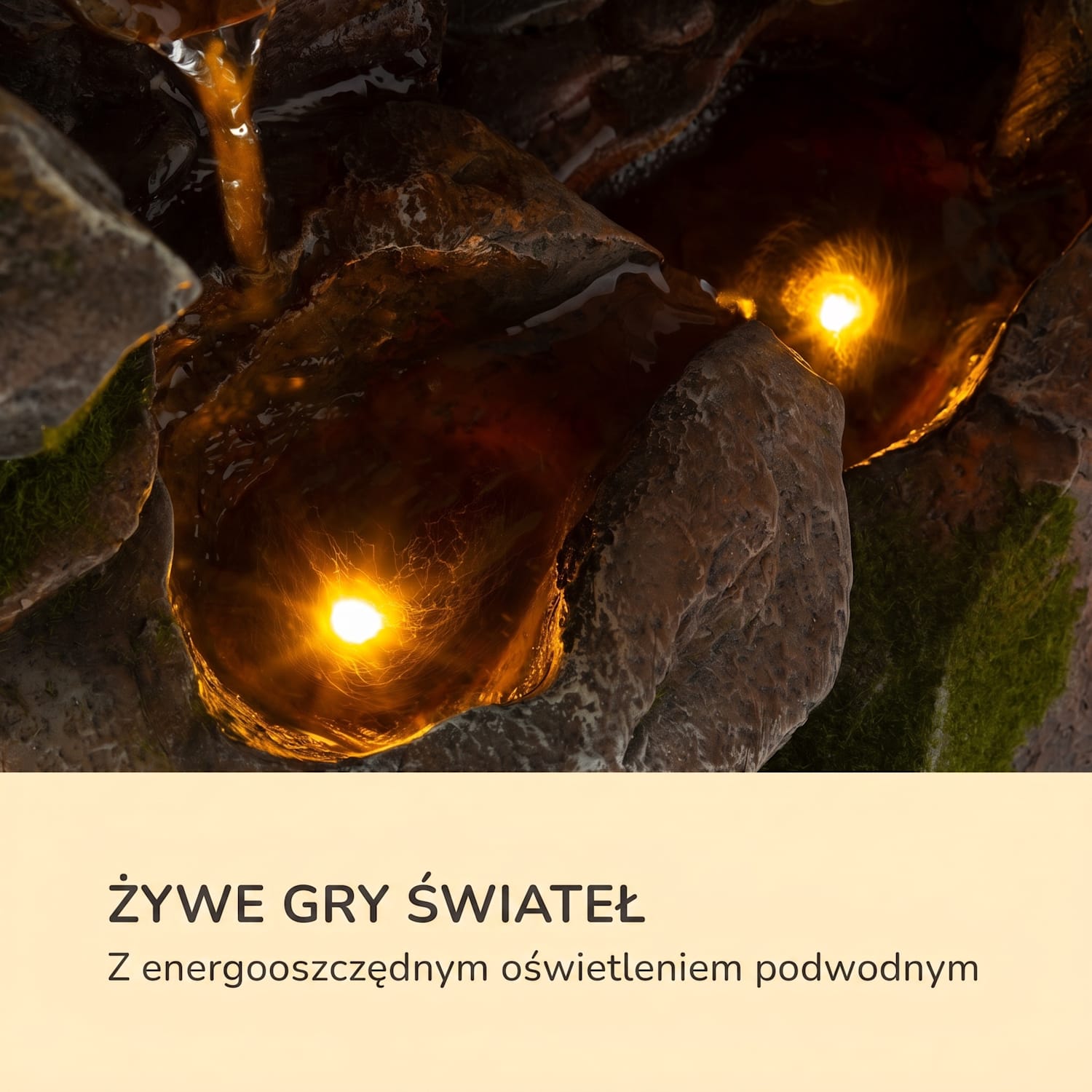Magic Tree, fontanna solarna, oświetlenie LED, poliresin 