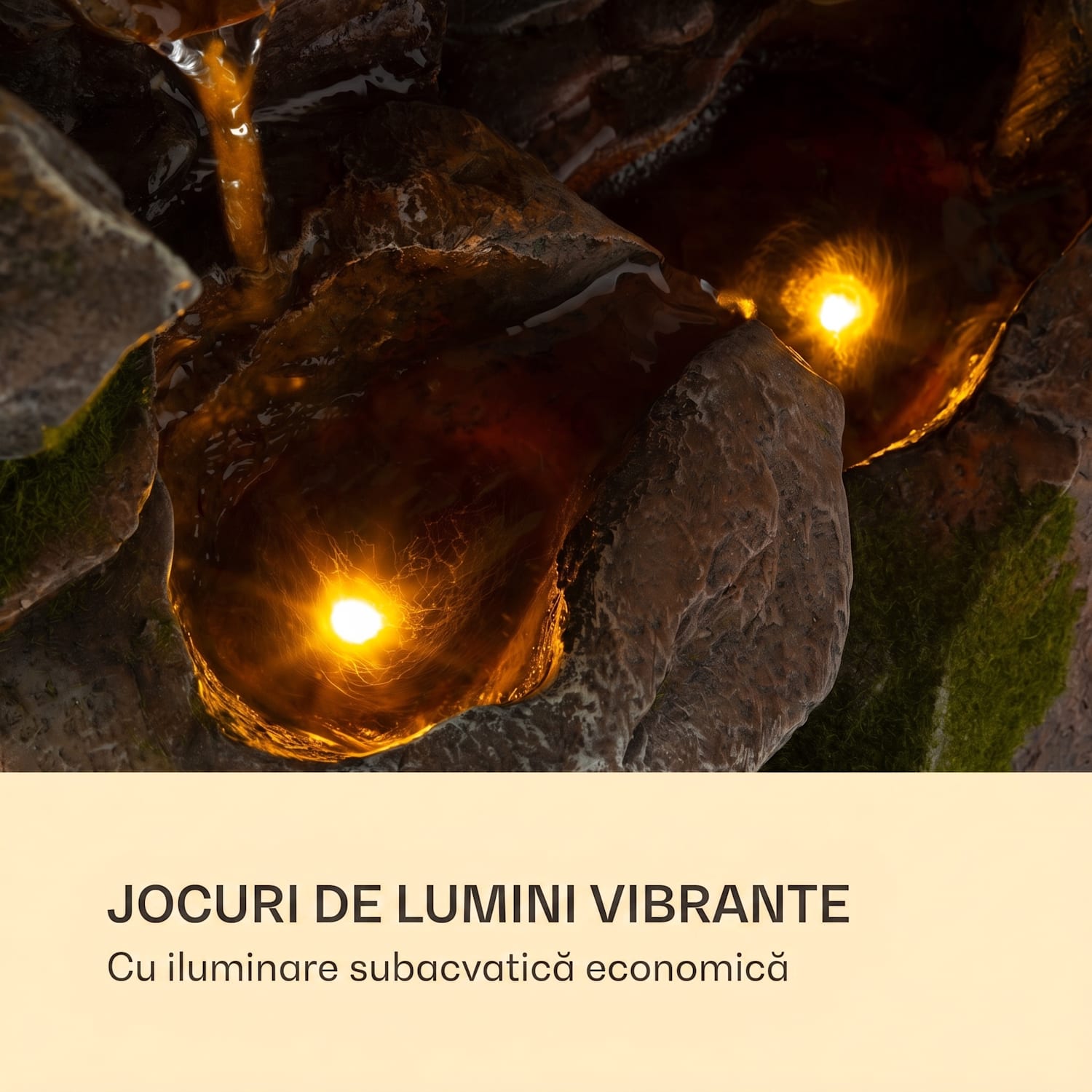 Magic Tree, fântână solară, iluminat cu LED, poliresină 