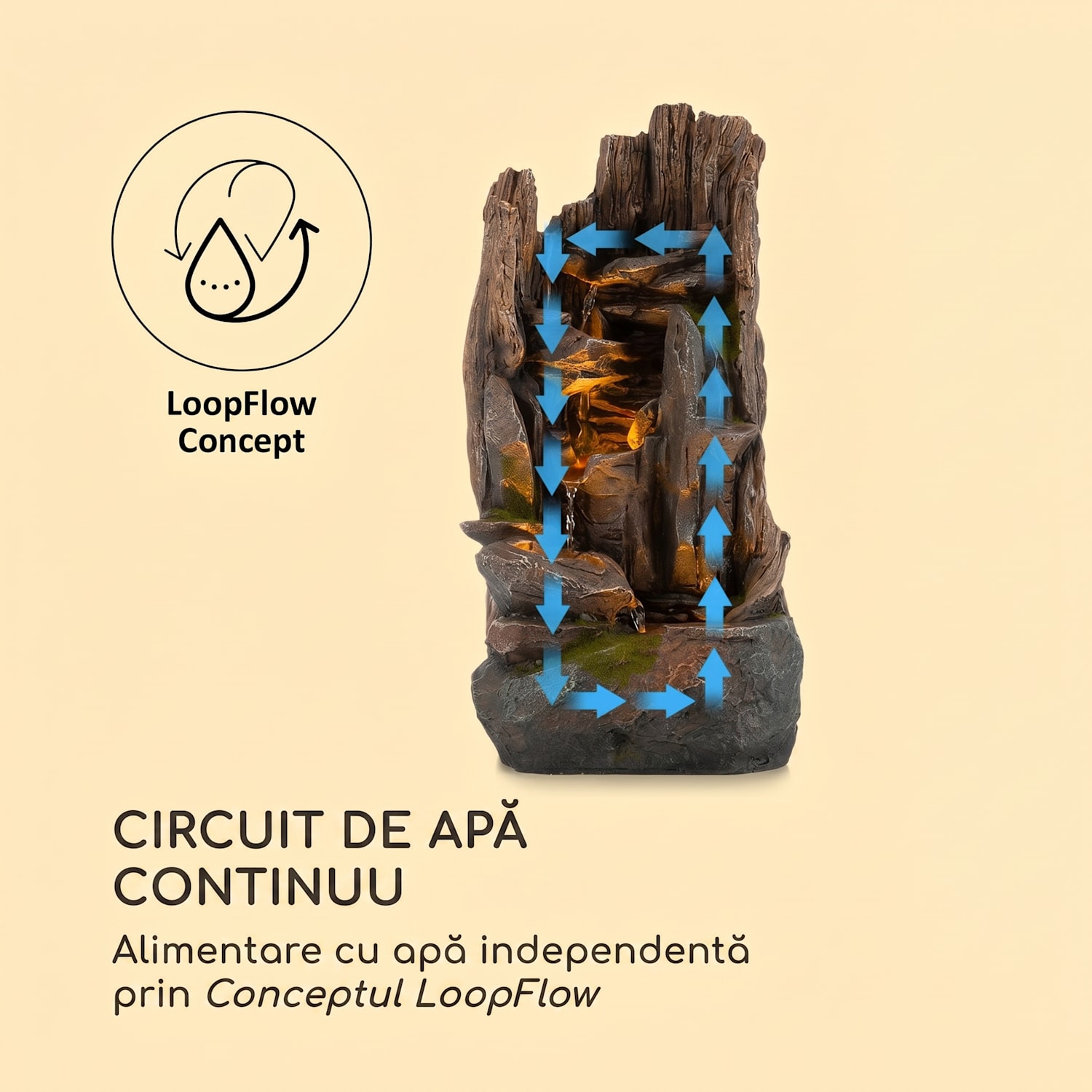 Magic Tree, fântână solară, iluminat cu LED, poliresină 