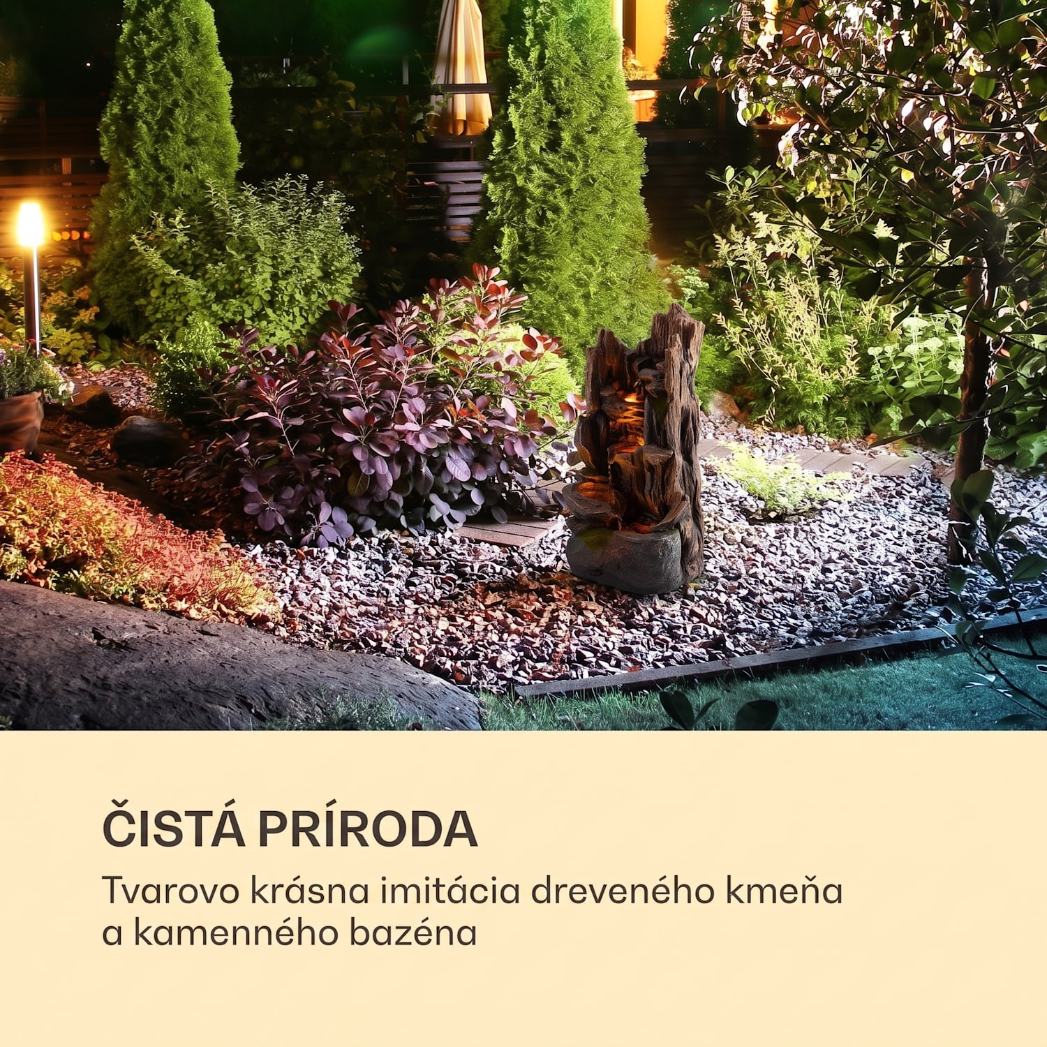 Magic Tree, solárna fontána, LED osvetlenie, polyresin 