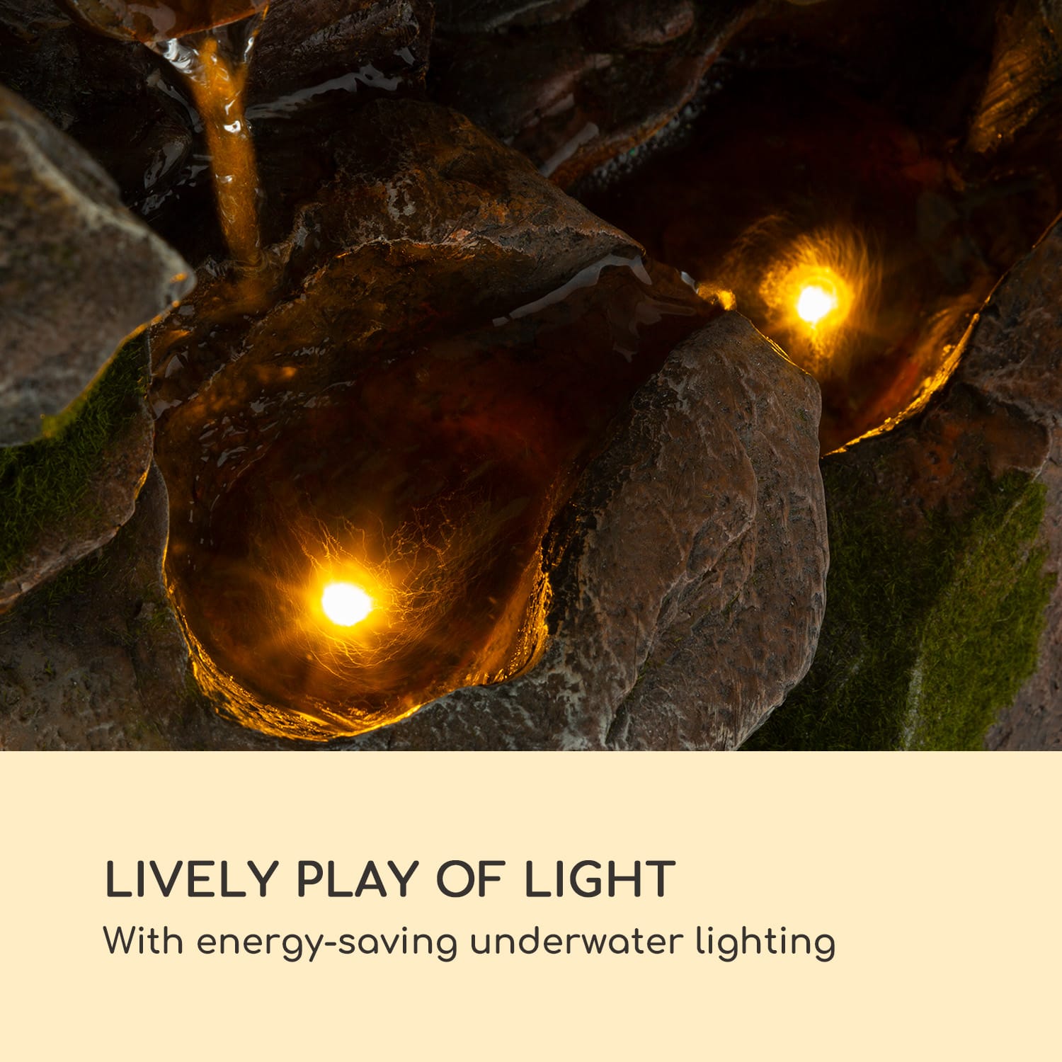 Mystic Tree, solar fountain, led lighting, polyresin 