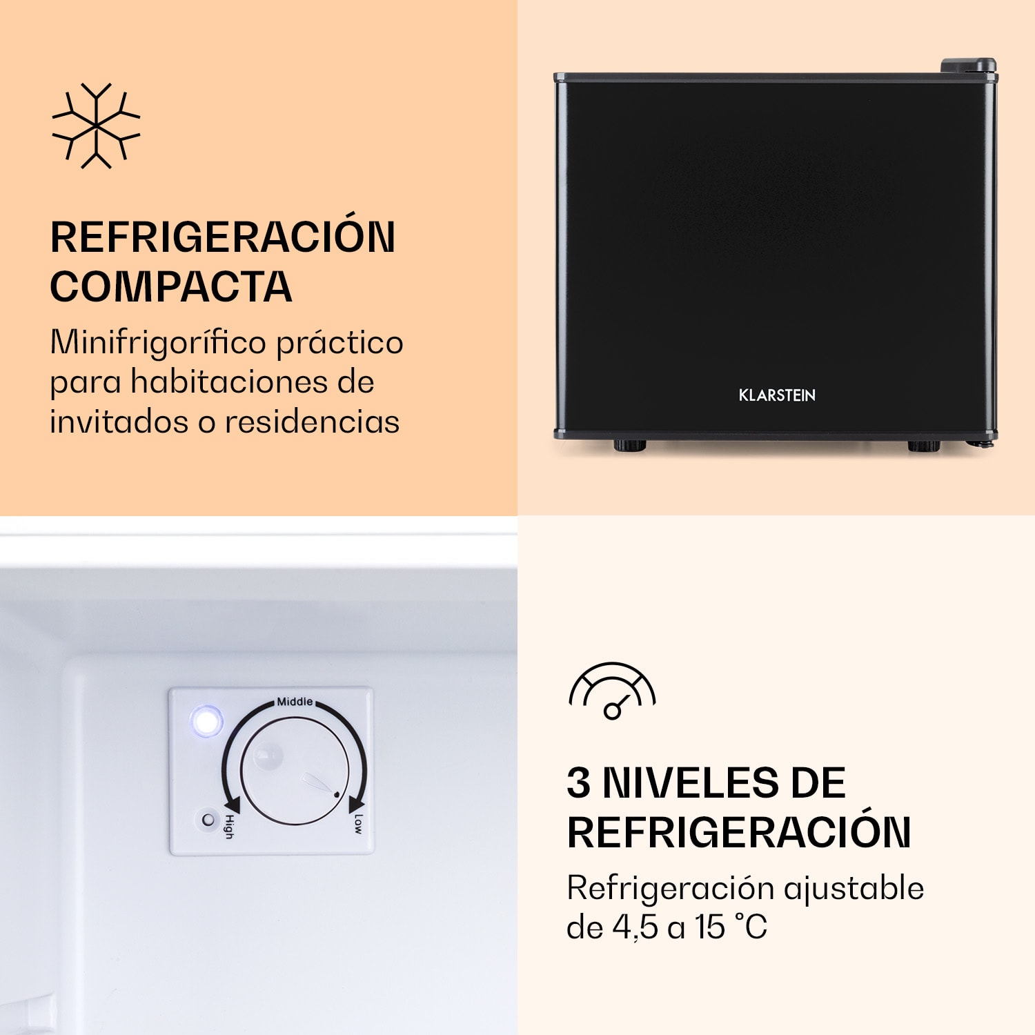 Geheimversteck Mininevera 2 niveles 17L 26dB Termoeléctrico Negro