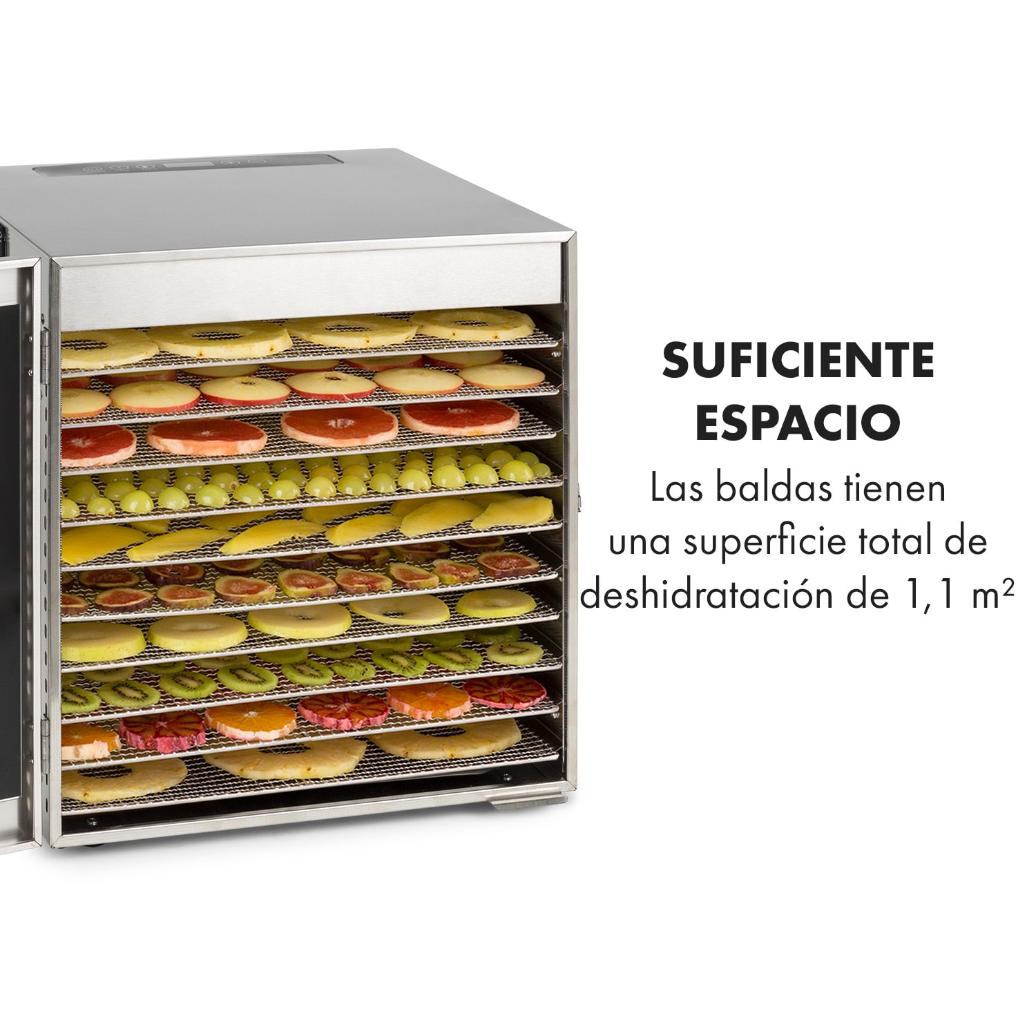 Captain Jerky 110 Deshidratador 1000W 30-90 °C Temporizador de 24 h Acero inoxidable 10 bandejas