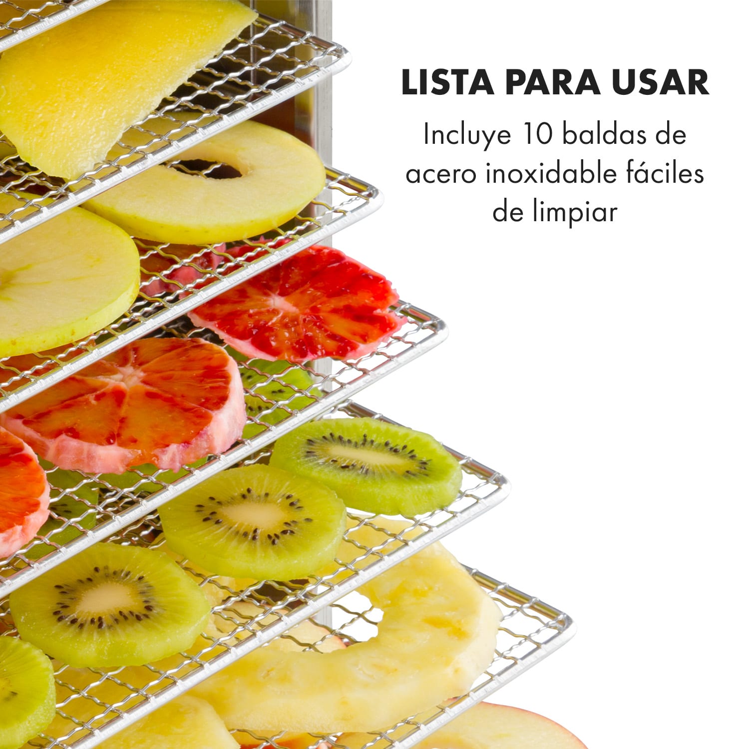 Captain Jerky 110 Deshidratador 1000W 30-90 °C Temporizador de 24 h Acero inoxidable 10 bandejas