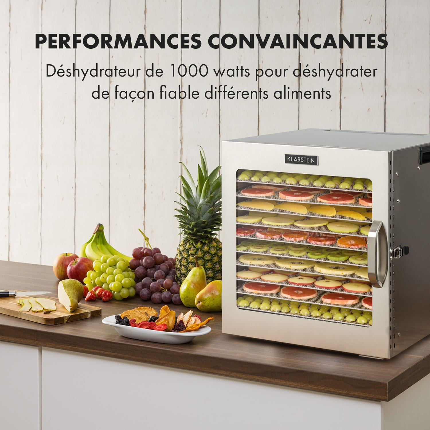 Captain Jerky 110  voedseldroger 1000W 30-90 °C 24h-timer roestvrij staal 10 stages