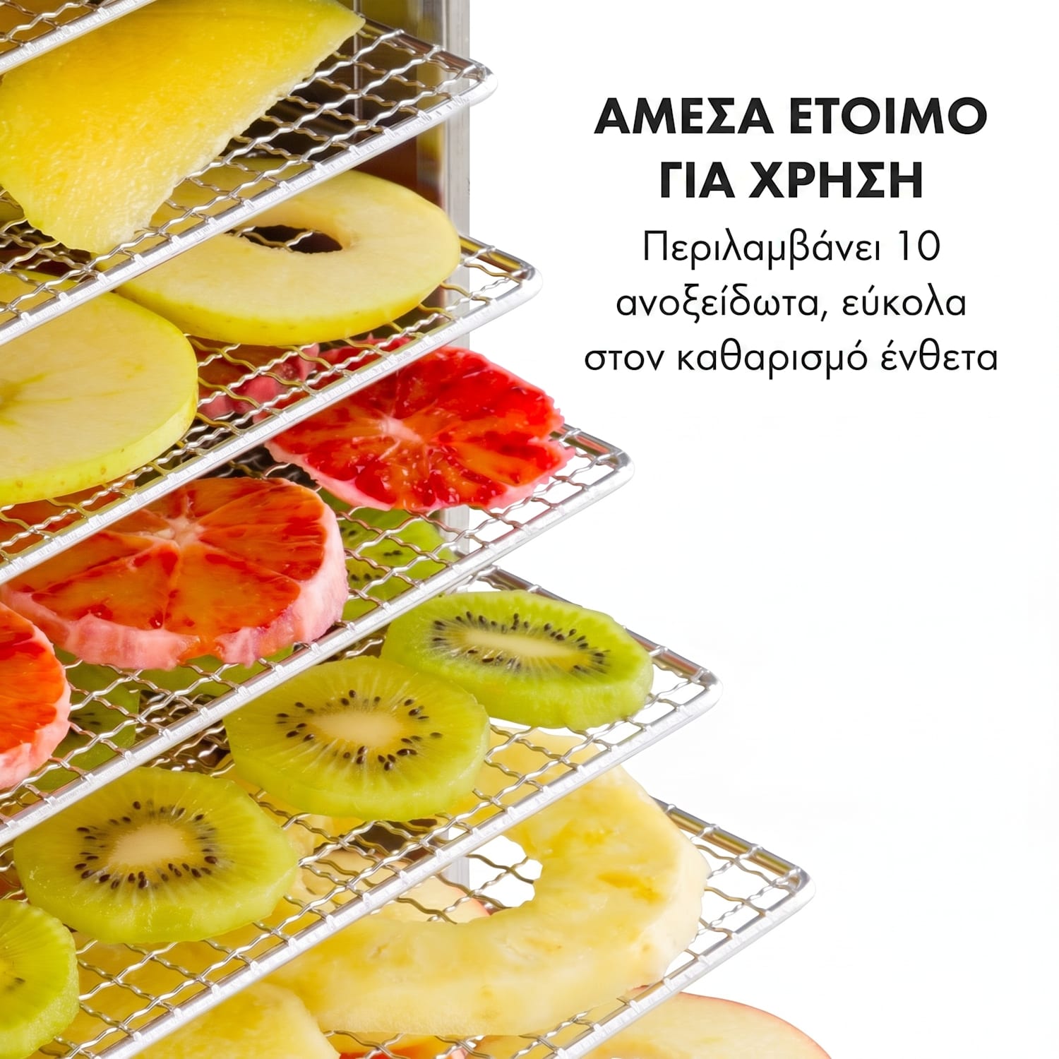 Captain Jerky 110, αφυγραντήρας τροφίμων, 1000 W, 30-90 °Κ, 24 ώρες. χρονοδιακόπτης, ανοξείδωτο ατσάλι 10 στάδια
