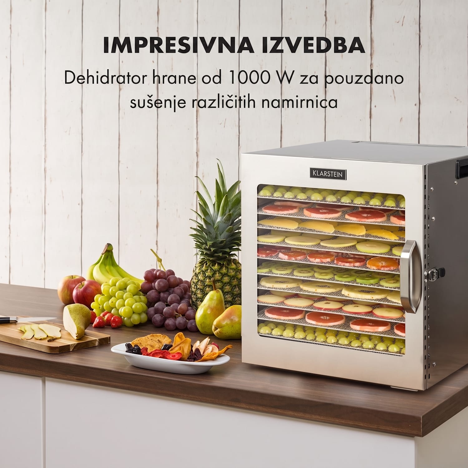 Captain Jerky 110, sušilica namirnica, 1000 W, 30 – 90 °C, 24 satni timer, nehrđajući čelik 10 faza