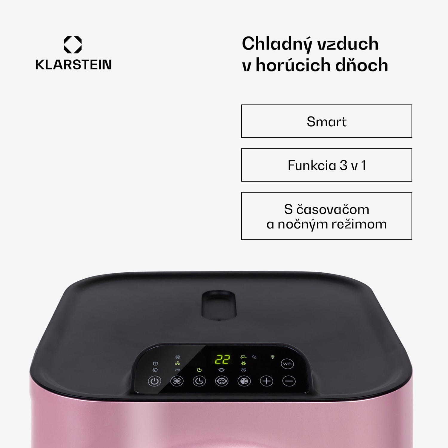 Kraftwerk Smart 10K, mobilná klimatizácia 3 v 1, 10 000 BTU, ovládanie cez aplikáciu, diaľkový ovládač 10.000 BTU | Rosegold