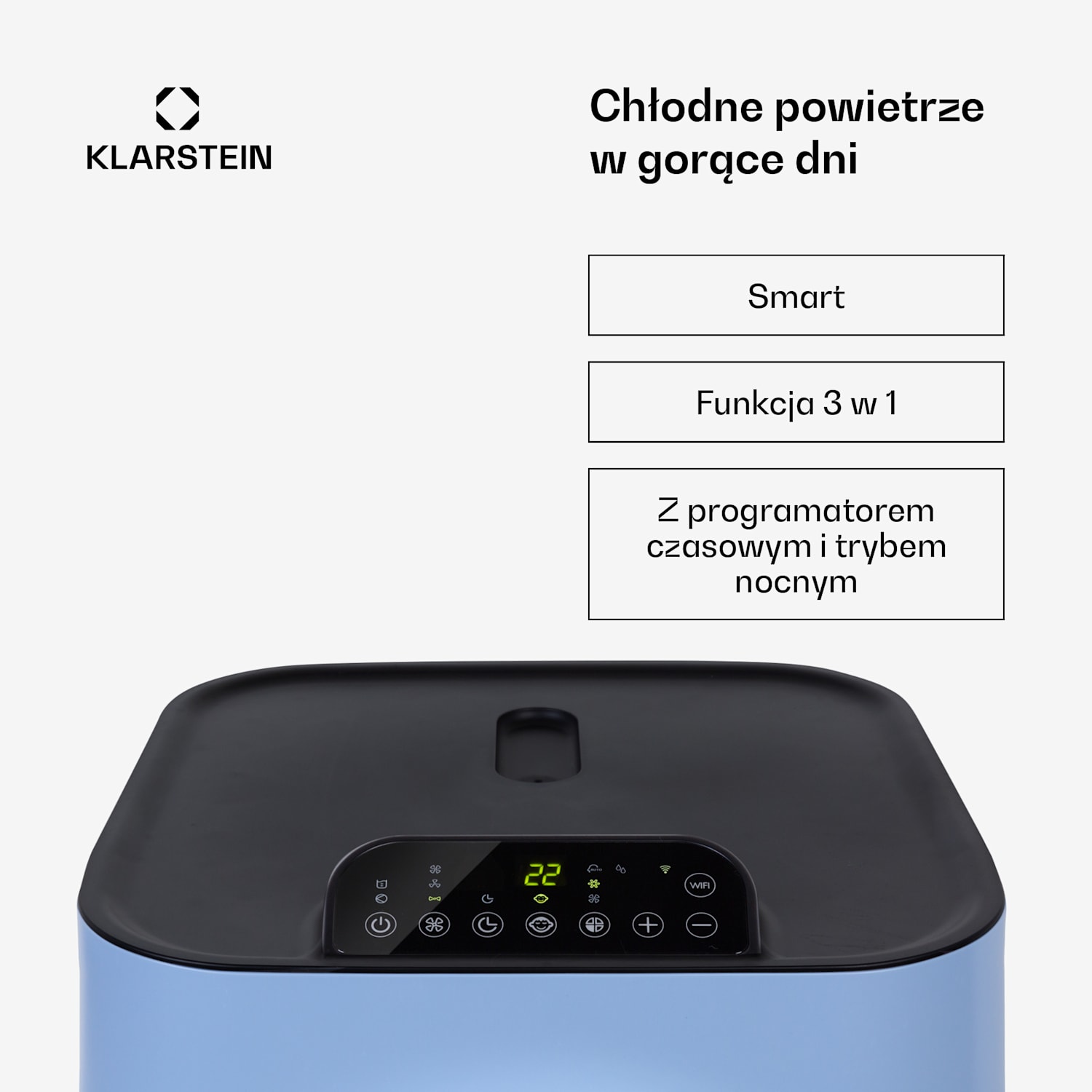 Kraftwerk Smart 12K, klimatyzator przenośny 3 w 1, 12 000 BTU, sterowanie za pomocą aplikacji, pilot 12.000 BTU | Niebieski