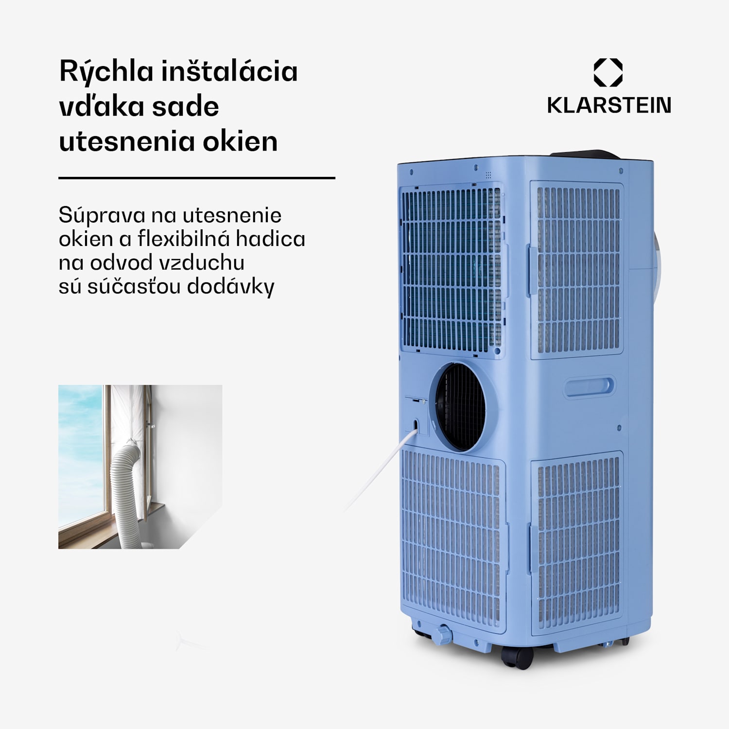 Kraftwerk Smart 12K, mobilná klimatizácia 3 v 1, 12 000 BTU, ovládanie cez aplikáciu, diaľkový ovládač 12.000 BTU | Modrá