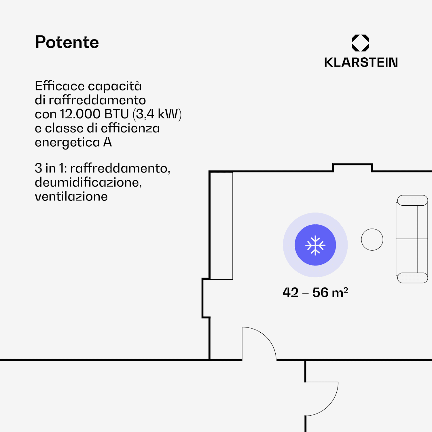 Kraftwerk Smart 12K - Climatizzatore 3 in 1, 12000 BTU, app 12.000 BTU | Oro Rosa