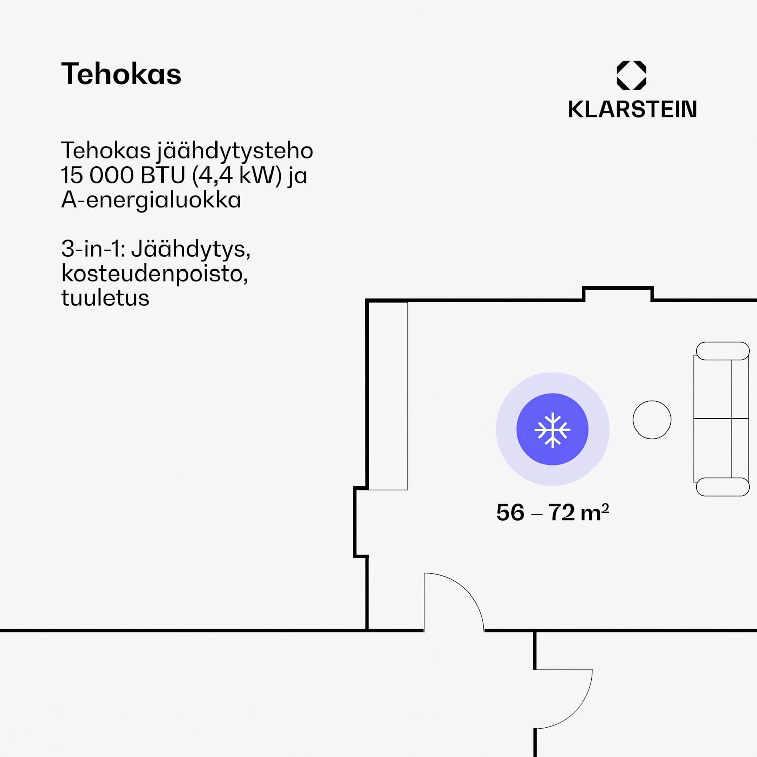 Max Breeze Smart siirrettävä ilmastointilaite 15000 BTU (4,4 kW) energialuokka A Musta