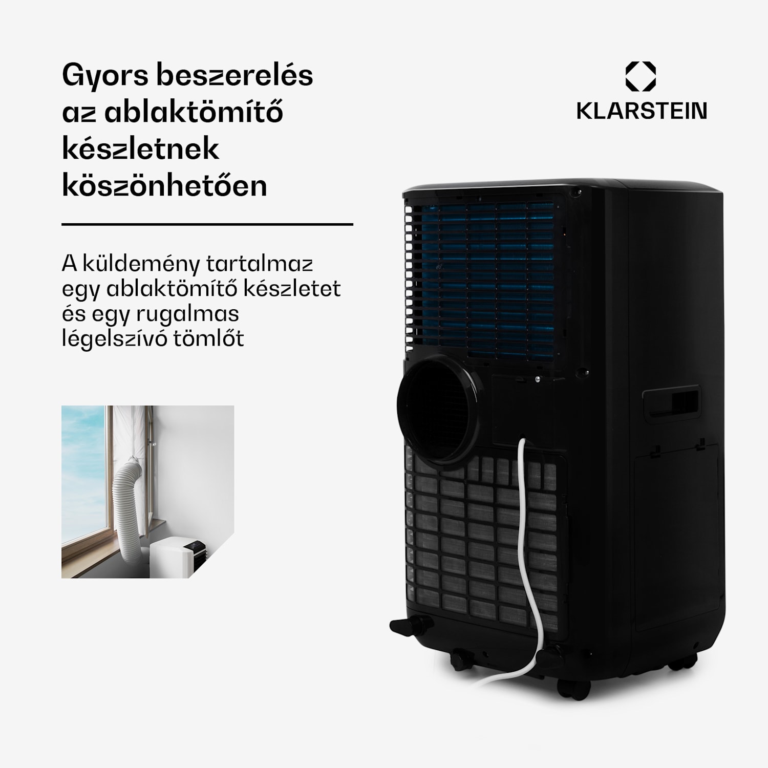 Max Breeze Smart, mobil klíma, 15000 BTU/ó (4,4 kW), A energiahatékonysági osztály Fekete