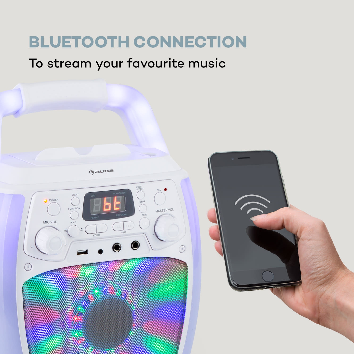 StarMaker Plus, zestaw karaoke, Bluetooth, USB, CD, show LED, RCA