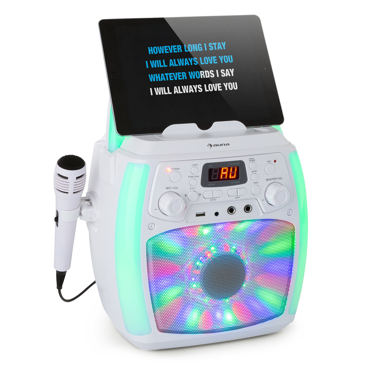 StarMaker Plus, zestaw karaoke, Bluetooth, USB, CD, show LED, RCA