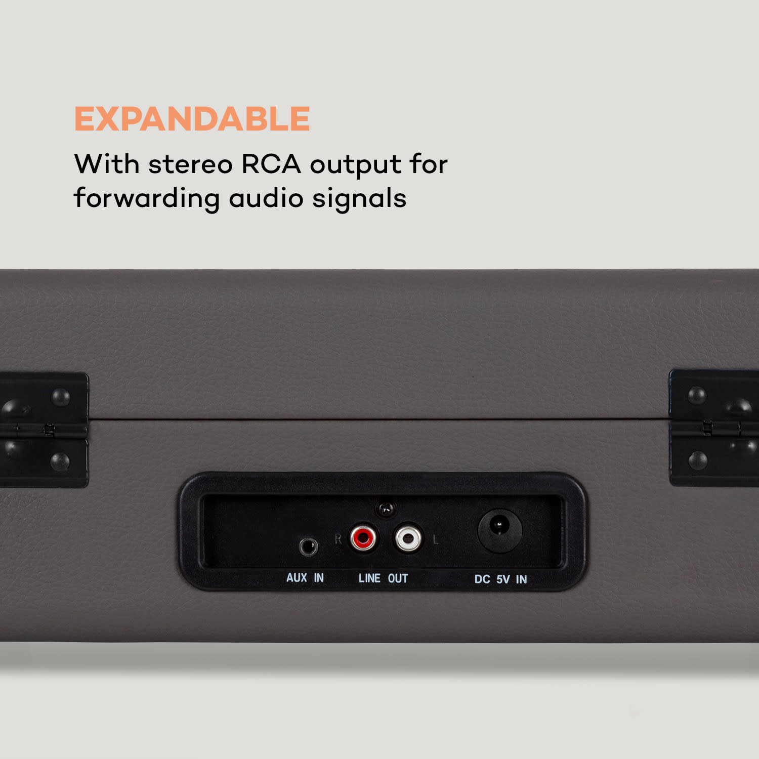 Peggy Sue BT, gramofon, difuzor stereo, USB, BT, portabil Cenușiu