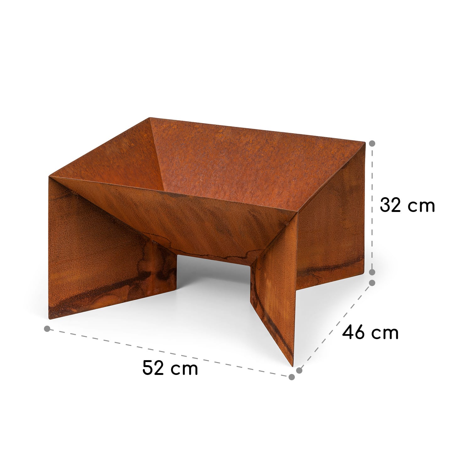 Desert Rust Square, palenisko/donica, stal, 52 x 46 cm, imitacja rdzy kwadratowy