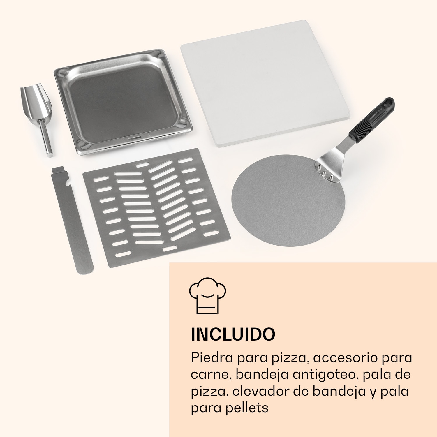 Horno de pellets para pizza Diavolo, incl. piedra para pizza, termómetro, acero inox. Azul Marino