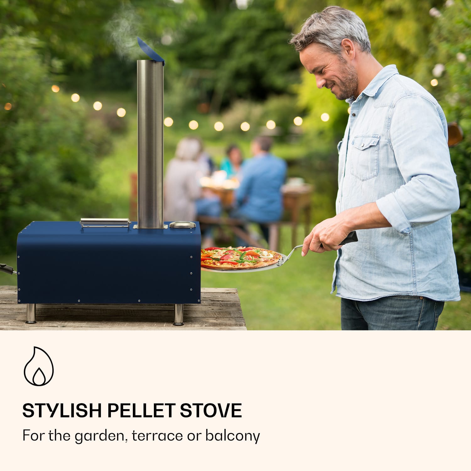 Diavola Pizzapelletoven met pizzasteen thermometer roestvrij staal Blue Ocean