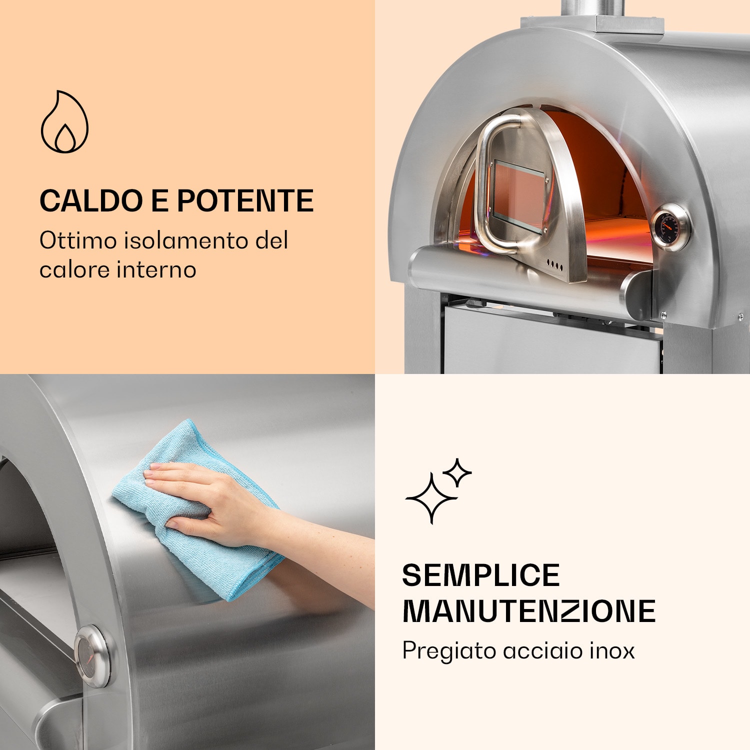 Diavolo Napoletana - Forno per pizza, forno a legna, antiruggine, acciaio inox Argento metallizzato