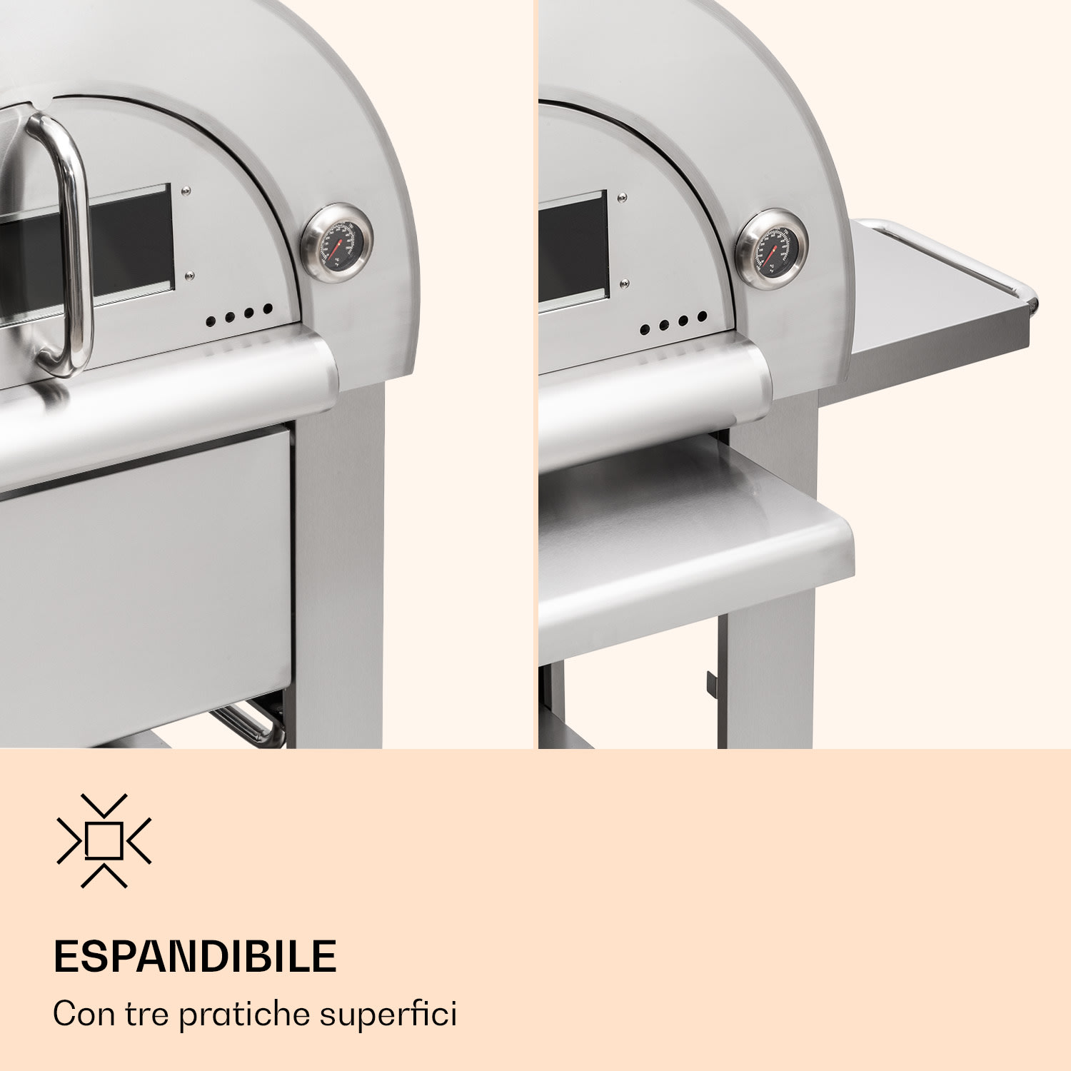 Diavolo Napoletana - Forno per pizza, forno a legna, antiruggine, acciaio inox Argento metallizzato