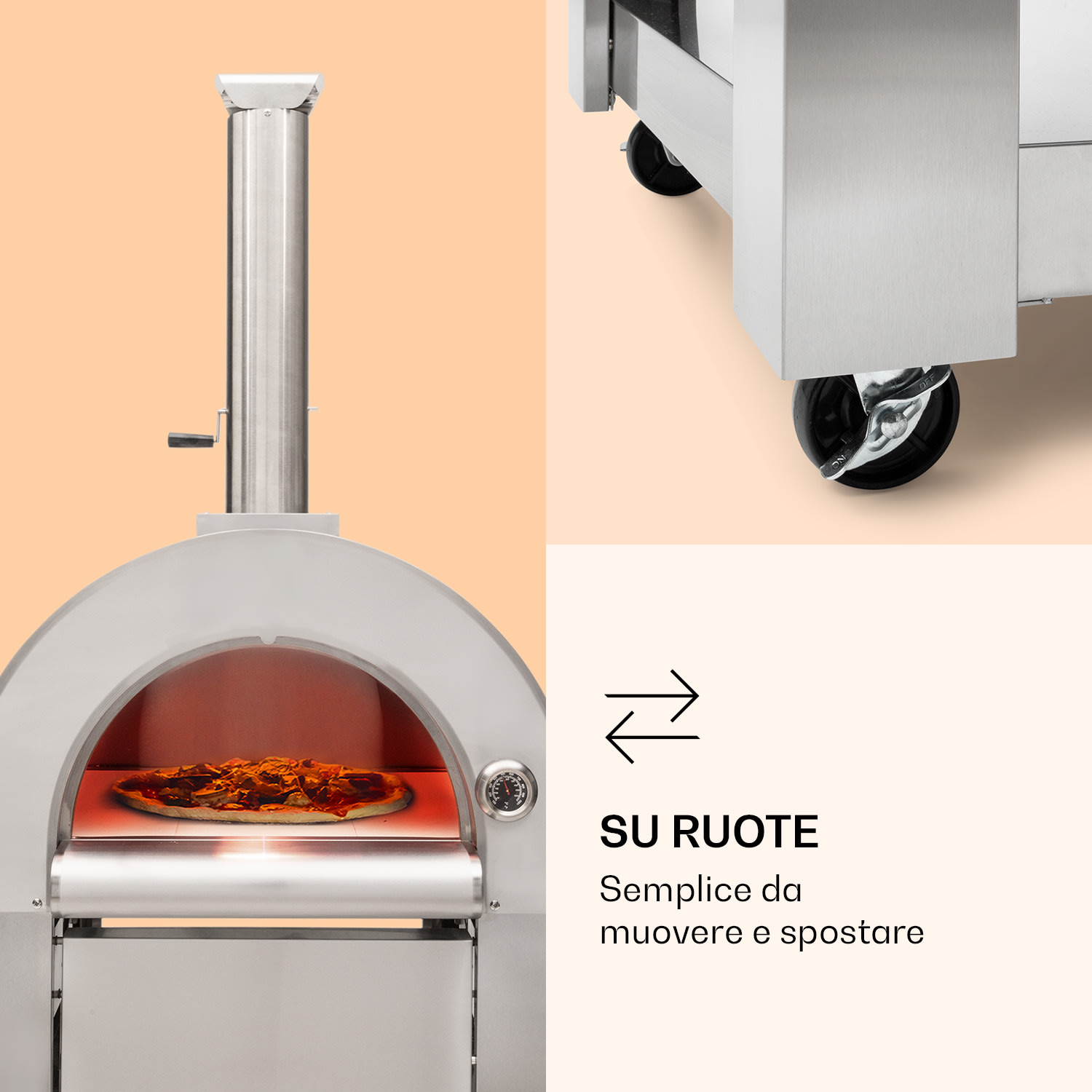 Diavolo Napoletana - Forno per pizza, forno a legna, antiruggine, acciaio inox Argento metallizzato