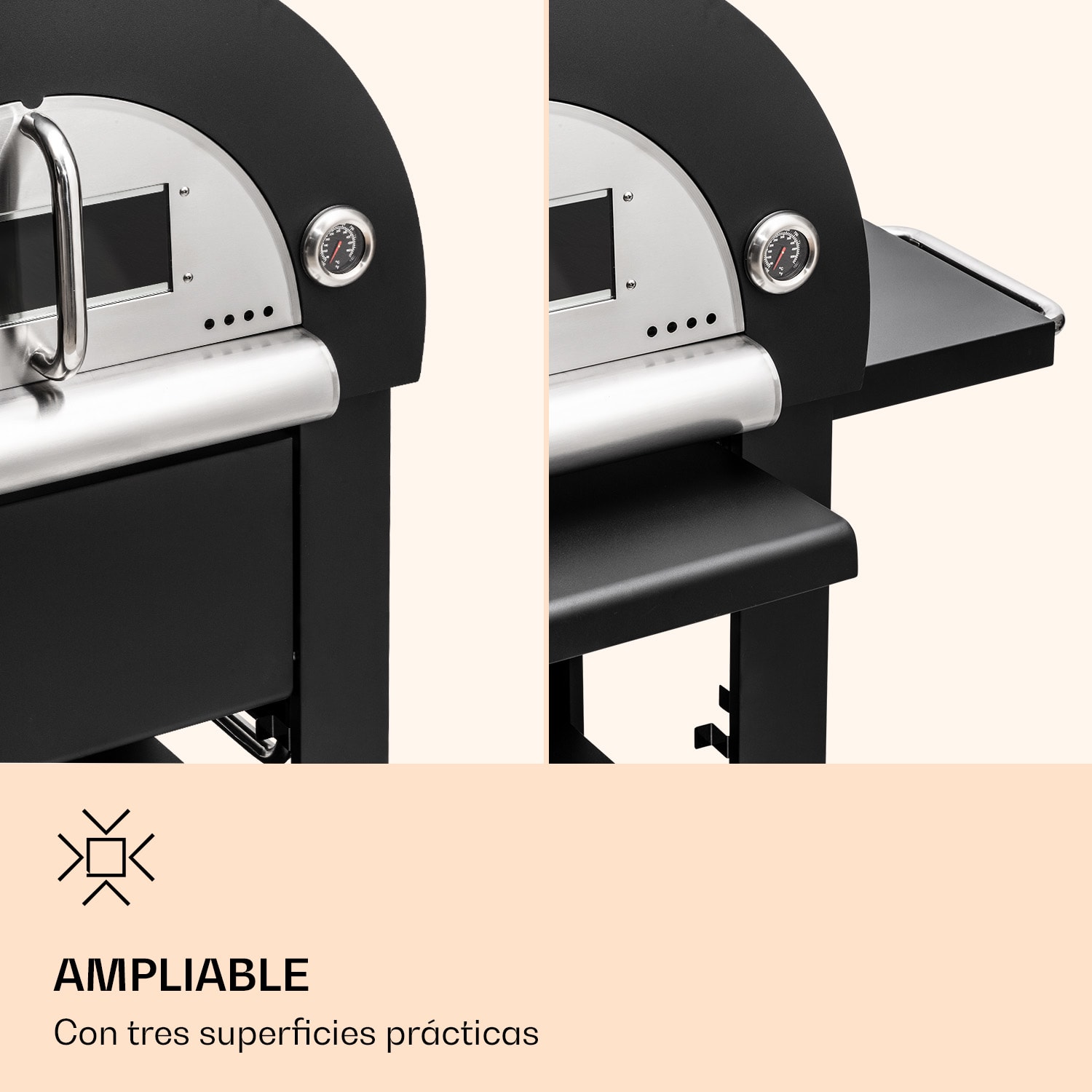 Diavolo Napoletana Horno para pizza Horno de leña Acero inoxidable Negro