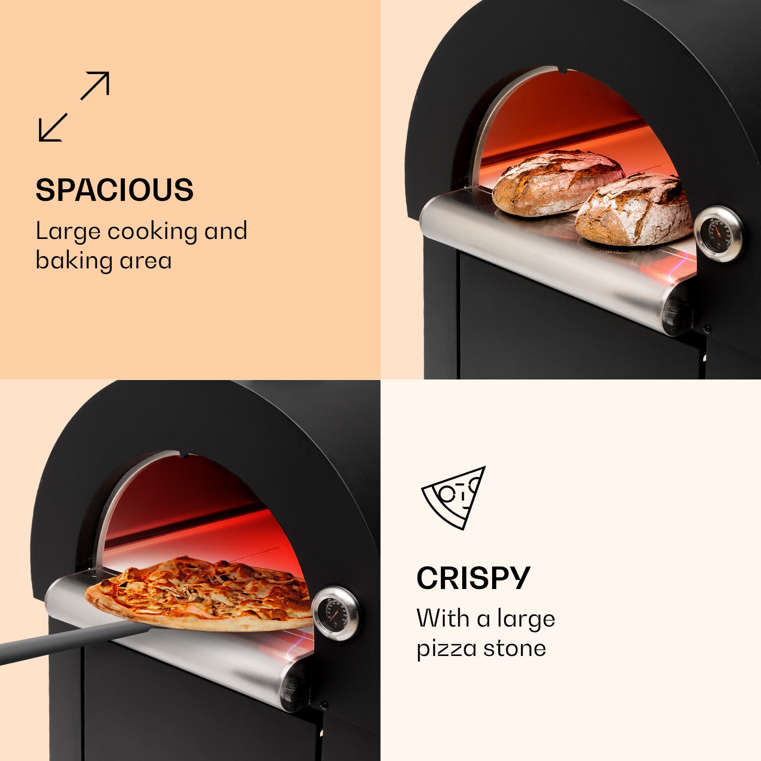 Diavolo Napoletana pizzaoven houtoven roestvrij edelstaal Zwart