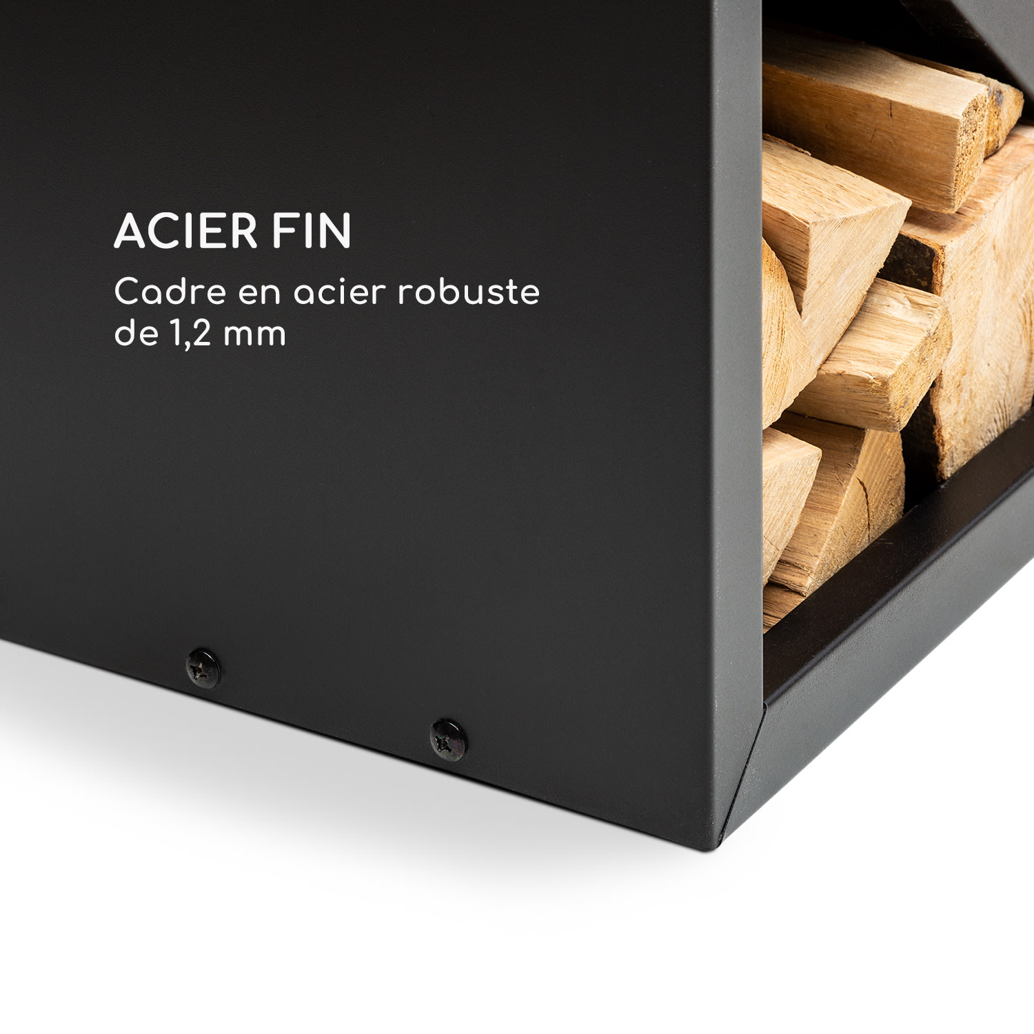 Firebowl Kindlewood L Black houtopslag zitbank 104x40x35cm bamboe zink Zwart