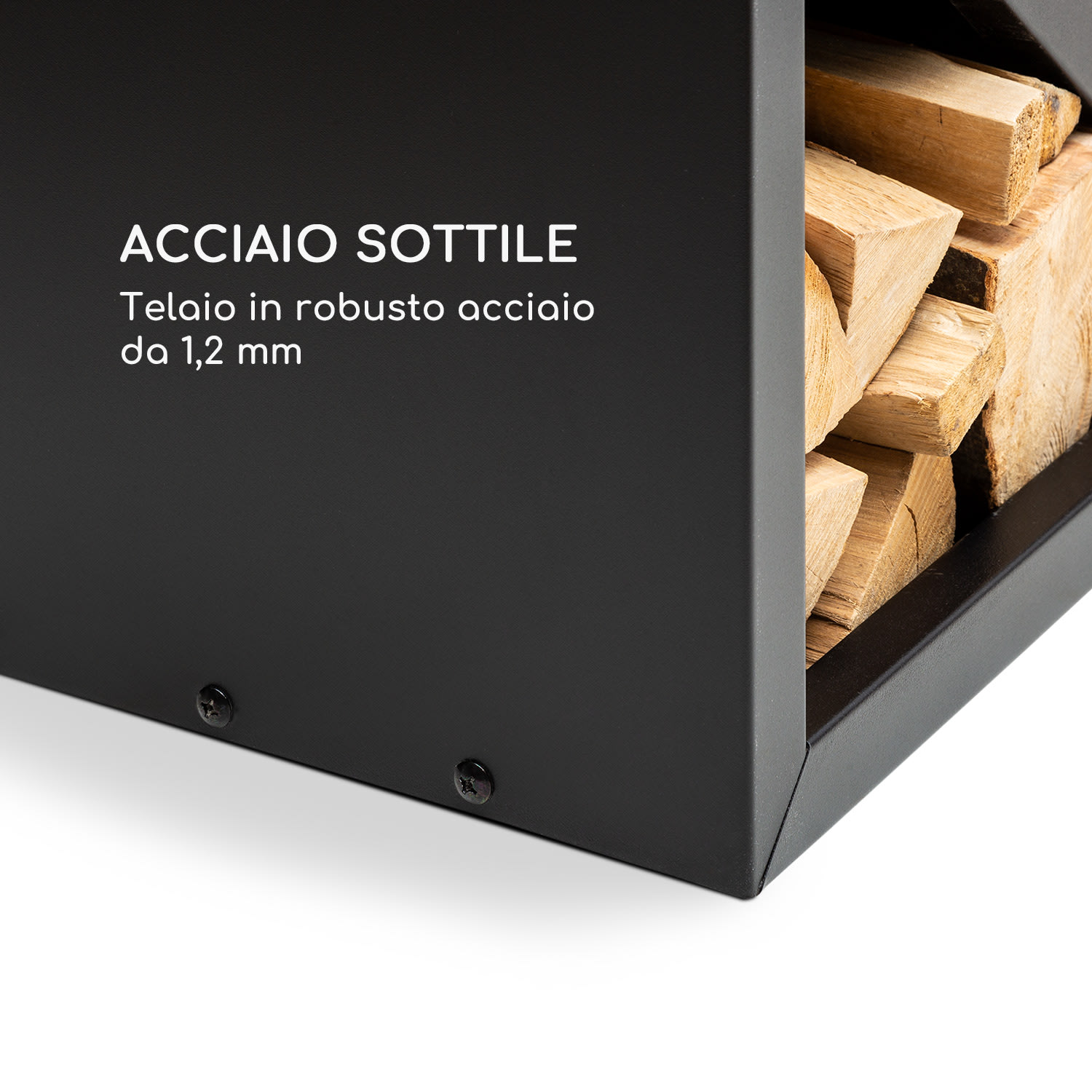 Firebowl Kindlewood L Black, legnaia, panca, 104x40x35cm, bambù, zinco Nero