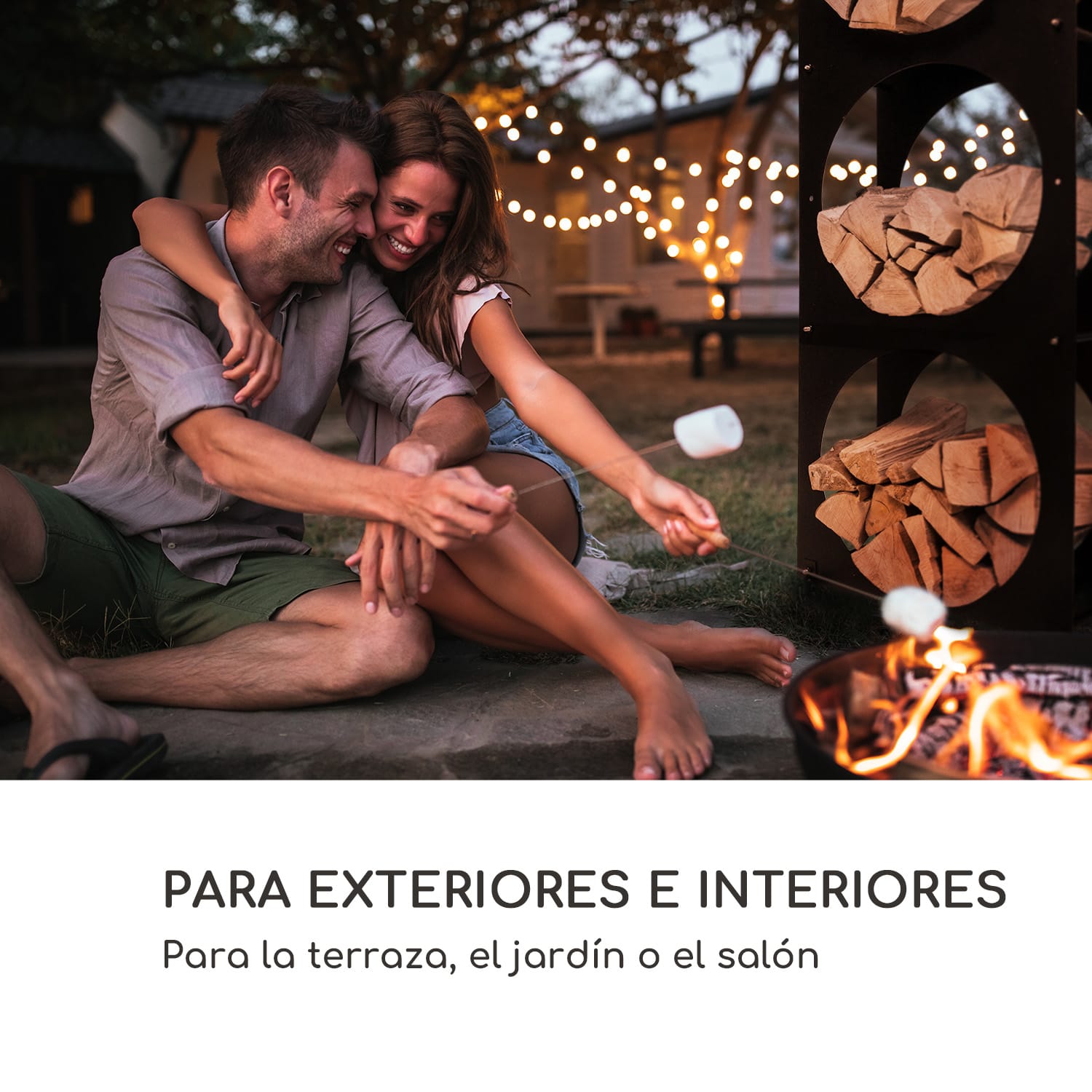 Trio Círculo Leñero 55 x 160 x 30 cm, 3 mm de acero, estante de acero 