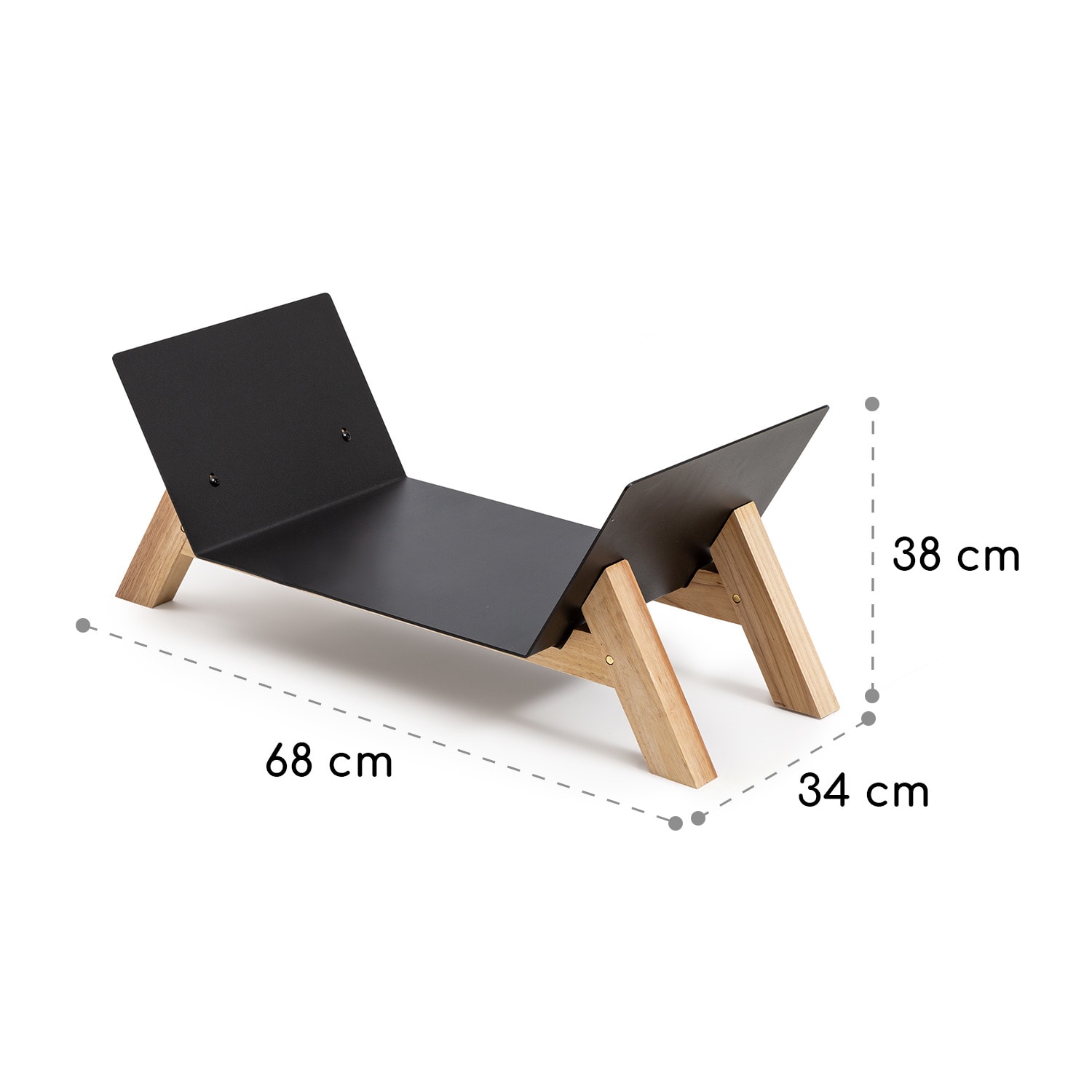 Langdon Wood Black, stojak na drewno kominkowe, 68 x 38 x 34 cm, żelazo i drewno Czarny